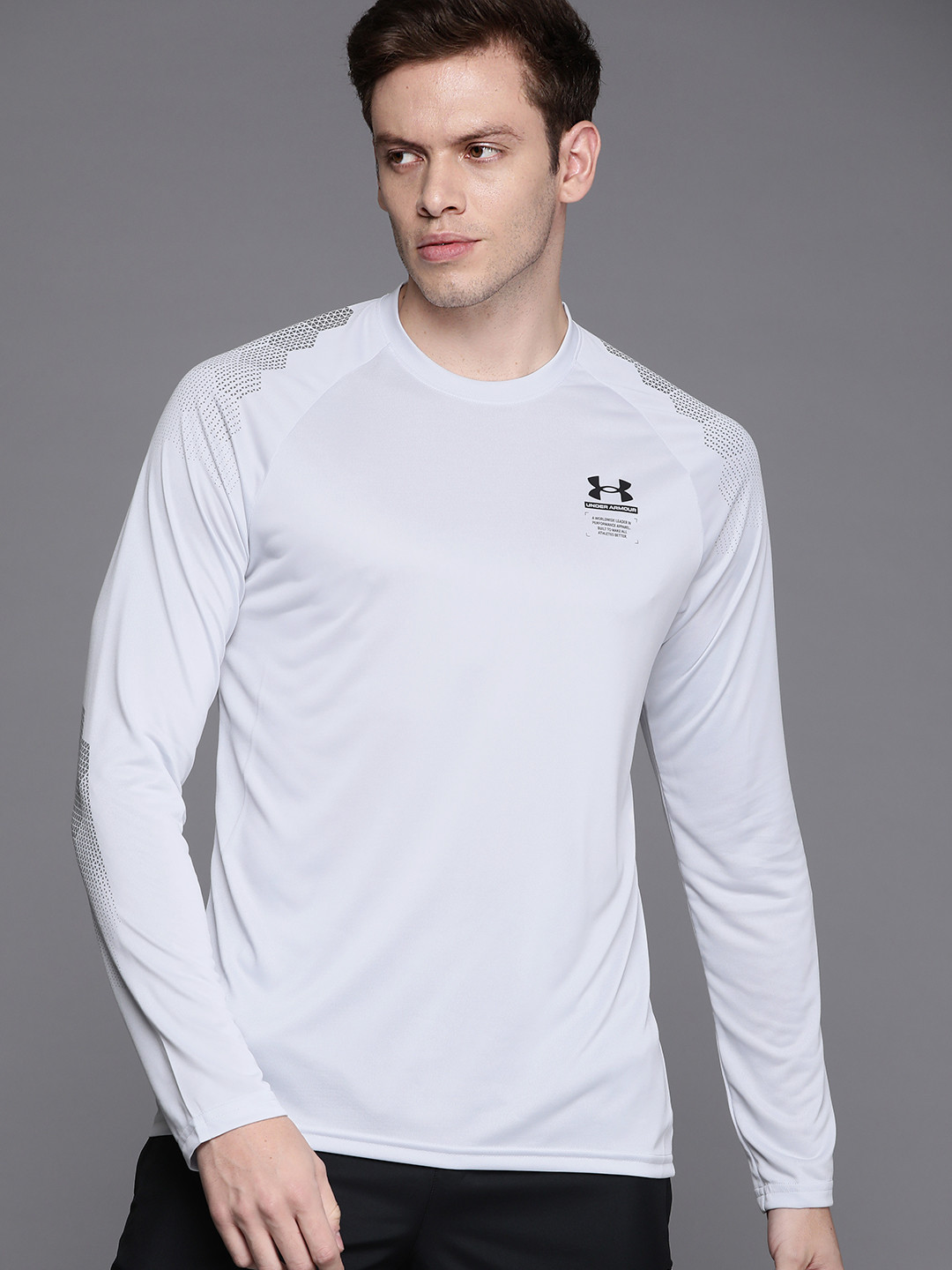 Buy UNDER ARMOUR Men Grey Brand Logo Printed Raglan Sleeves Loose Fit T