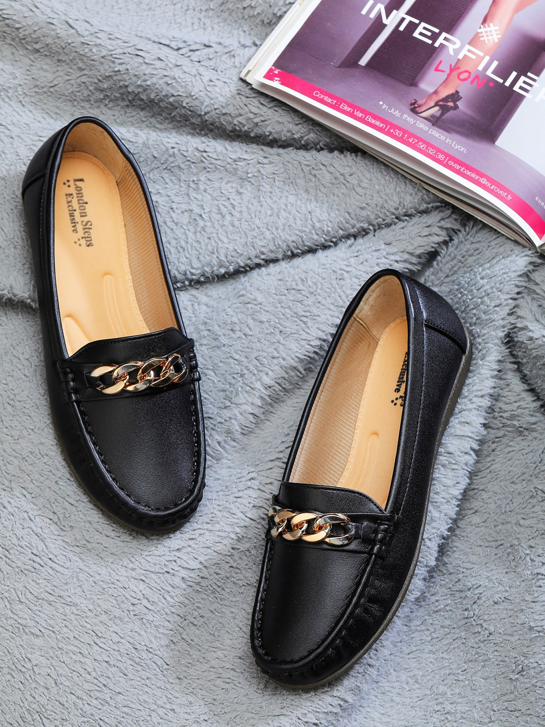 Buy LONDON STEPS Women Black Loafers Casual Shoes for Women 17584056