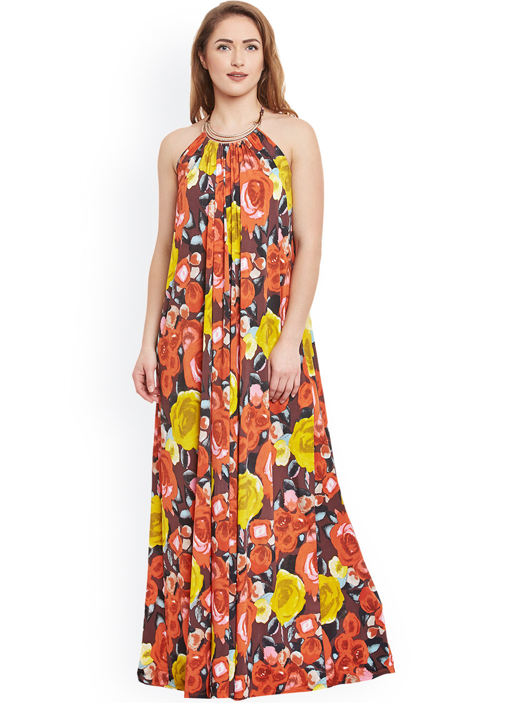 Buy Kazo Women Multicoloured Floral Print Maxi Dress Dresses for