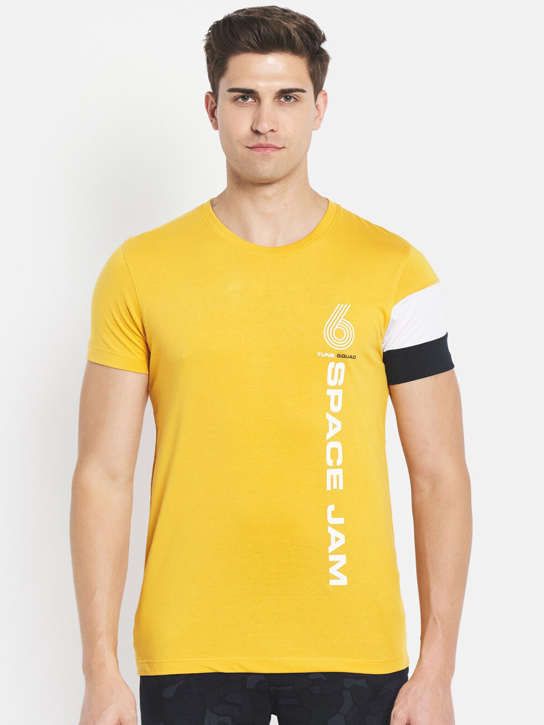 Buy Octave Men Yellow Printed Pure Cotton T Shirt Tshirts for Men