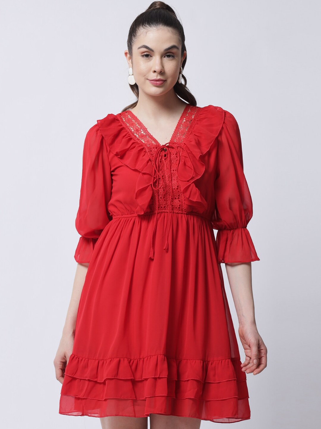 red georgette frock