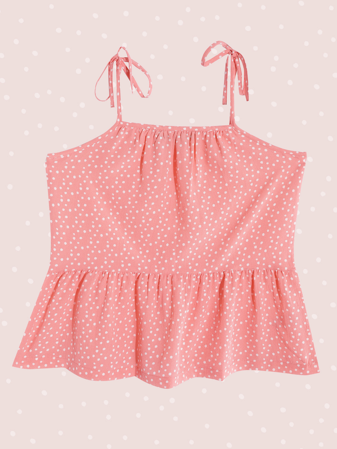 Buy M&H Juniors Girls Peach Coloured & White Printed A Line Top Tops