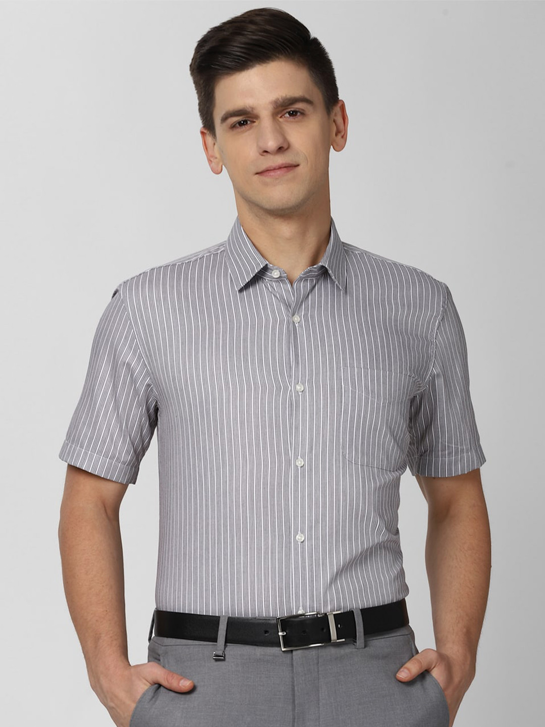 Buy Peter England Men Grey Striped Formal Shirt Shirts for Men