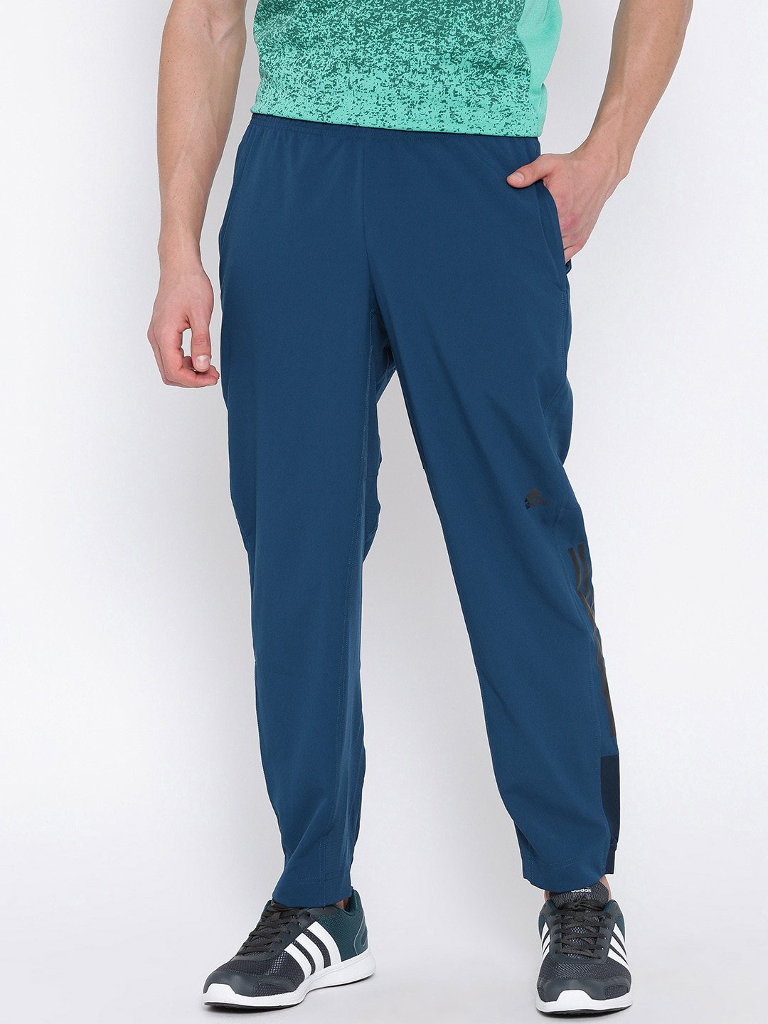 Buy ADIDAS Blue Workout Tapered Track Pants Track Pants for Men