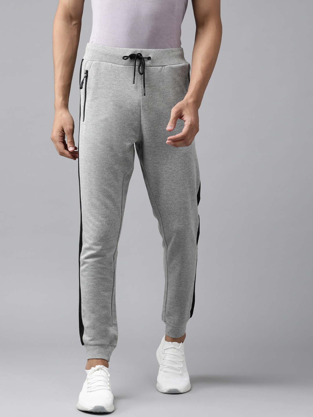 Buy Van Heusen Flex Men Grey Melange Solid Regular Fit Joggers Track