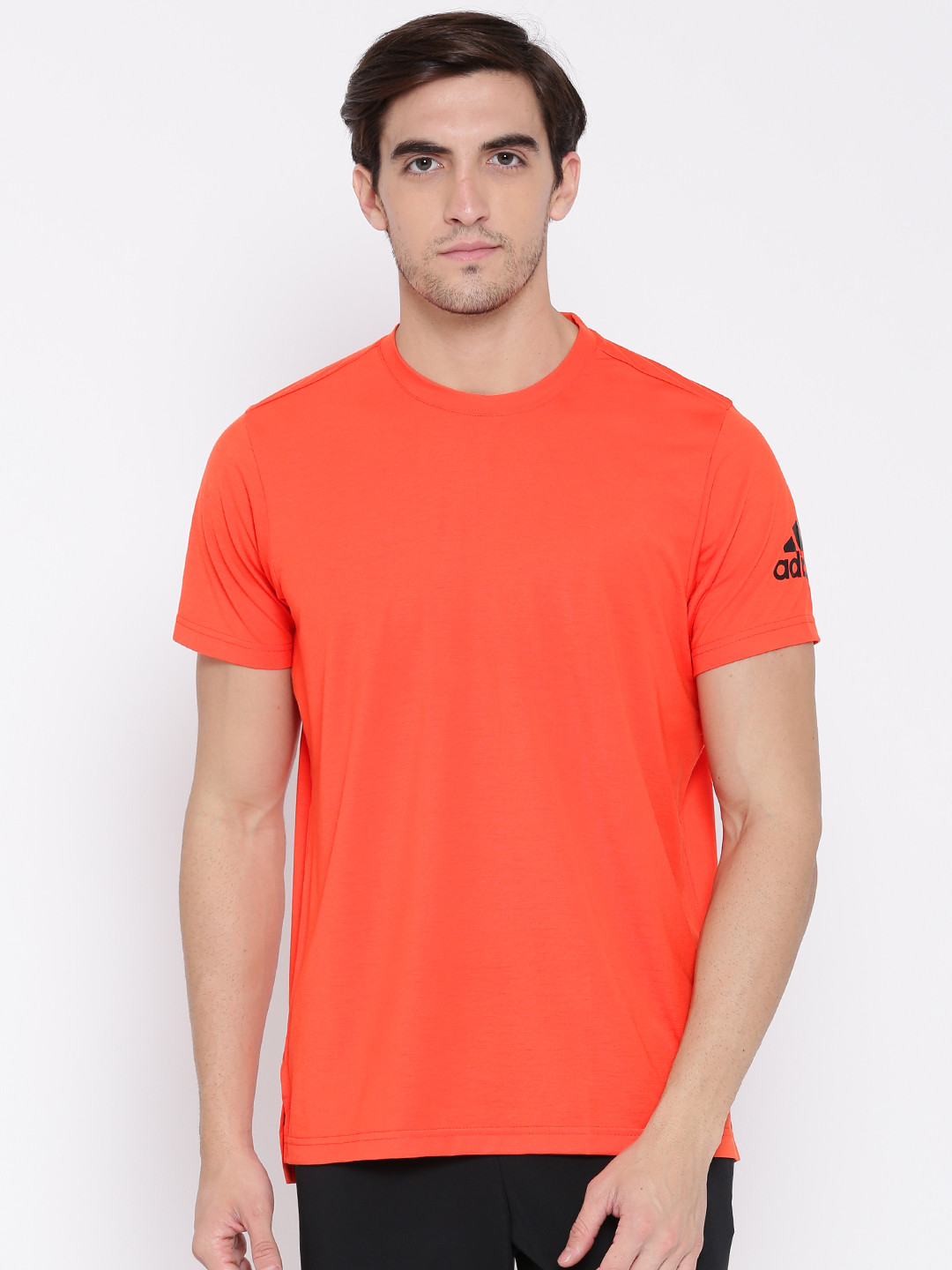 Buy ADIDAS Men Orange Freelift Prime Solid Round Neck T Shirt Tshirts