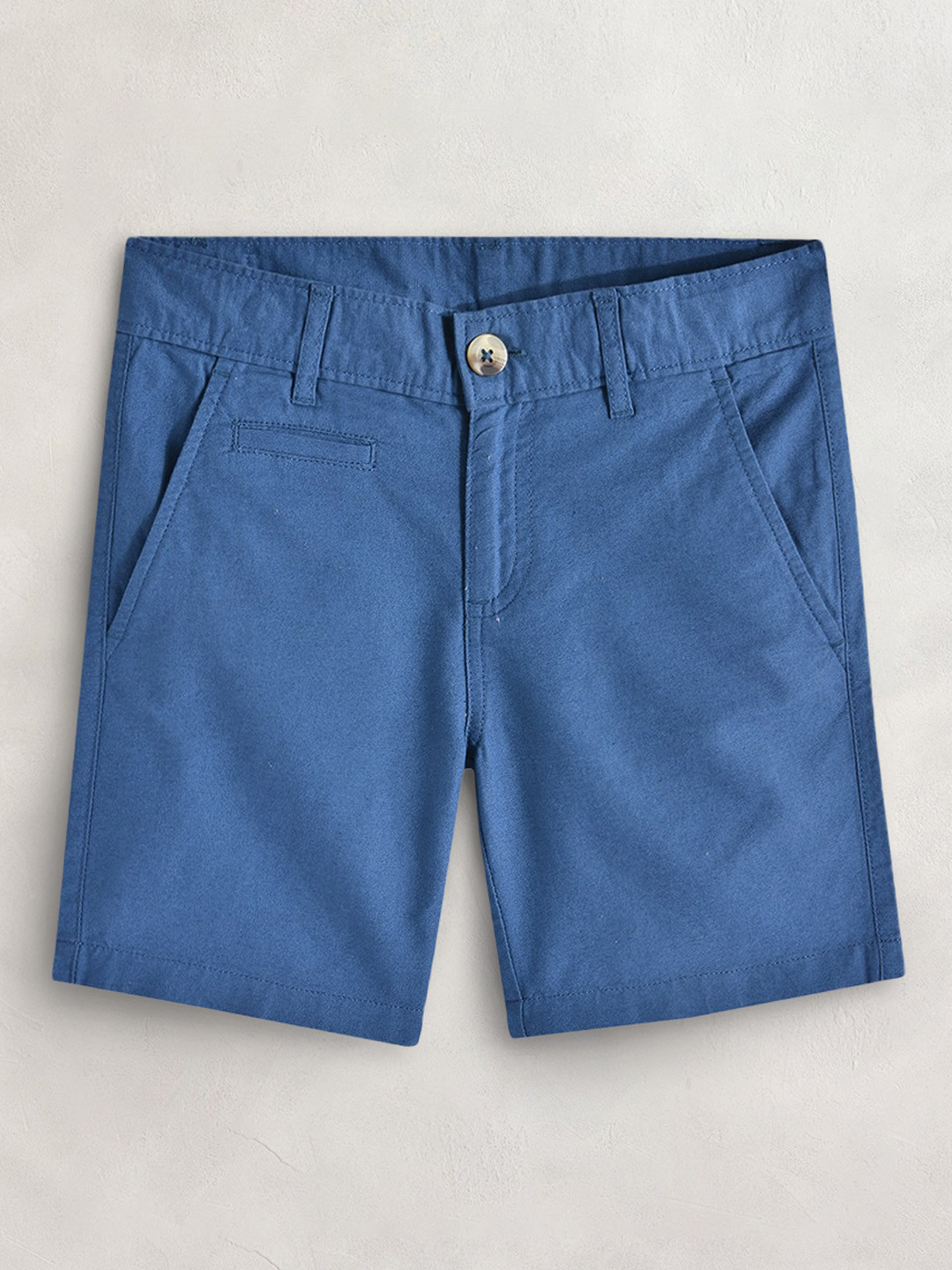 Buy Cherry Crumble Boys Blue Solid Cotton Chino Shorts Shorts for