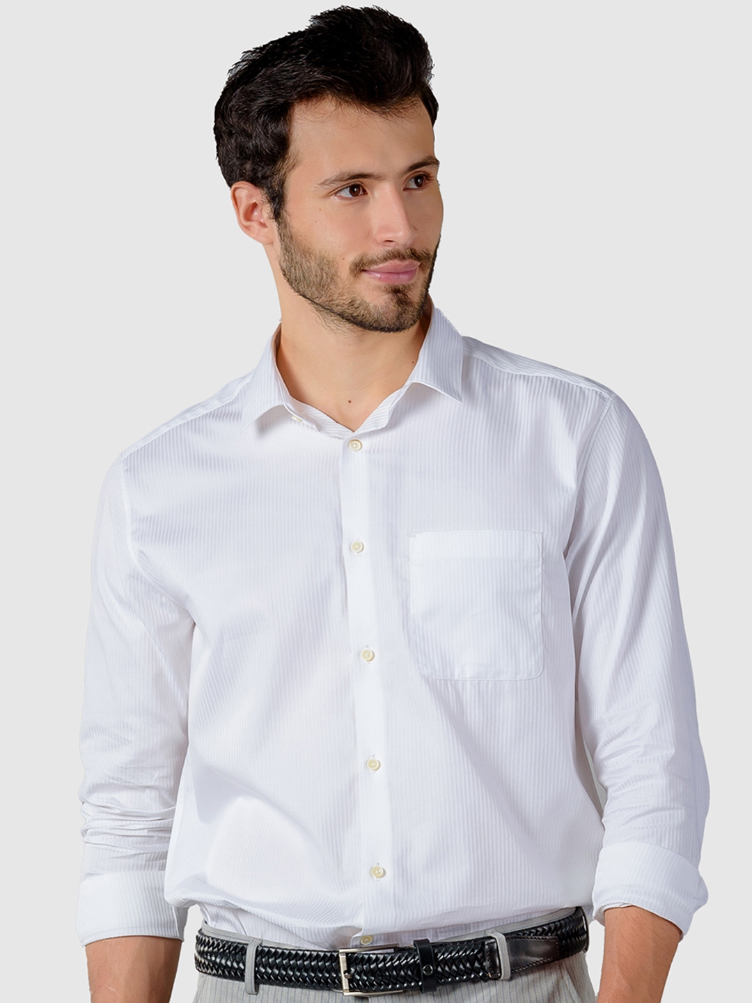 Buy KINGDOM OF WHITE Men White Smart Casual Shirt - Shirts for Men ...
