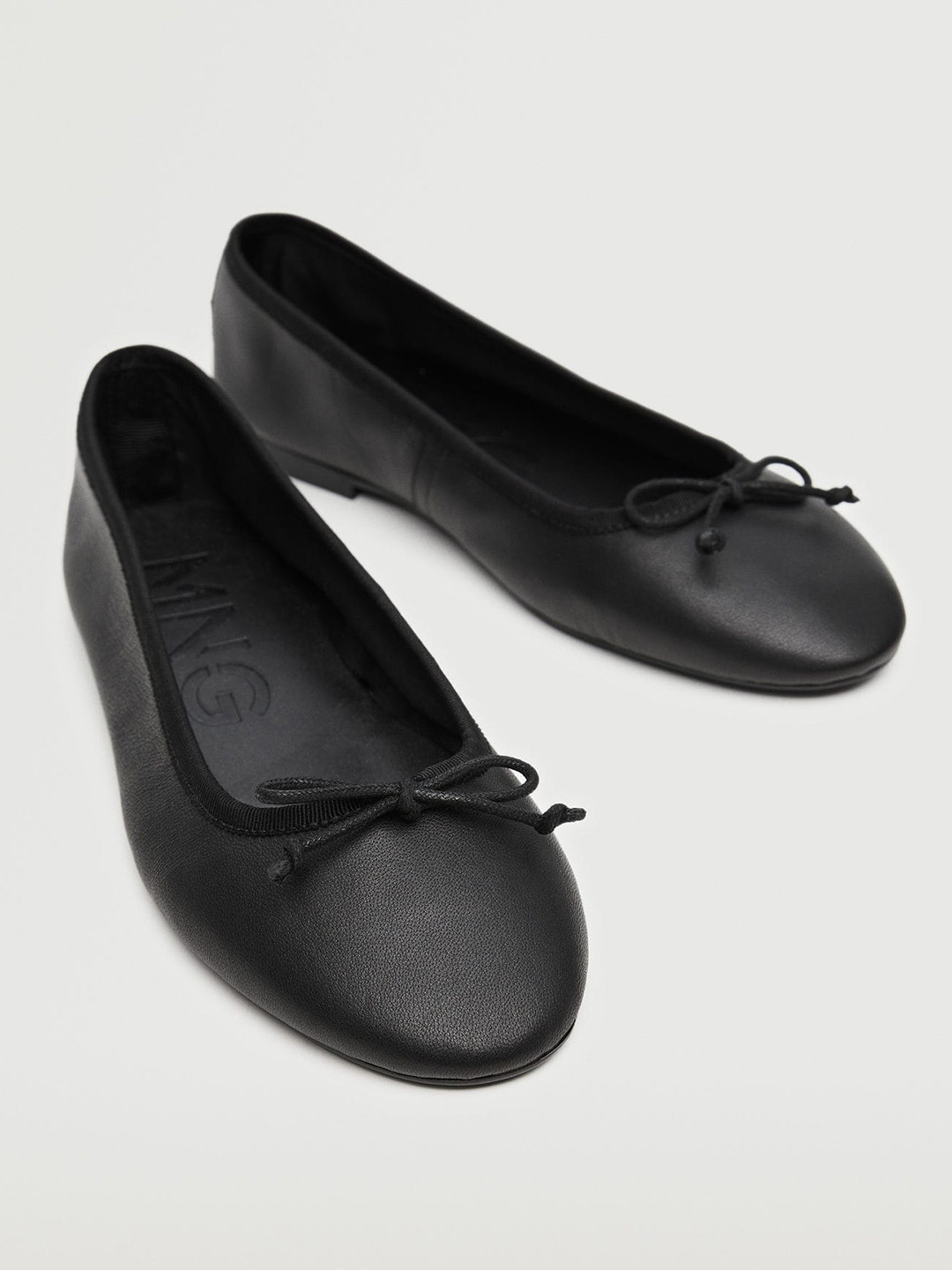 Buy MANGO Women Black Ballerinas With Bow Detail Flats for Women