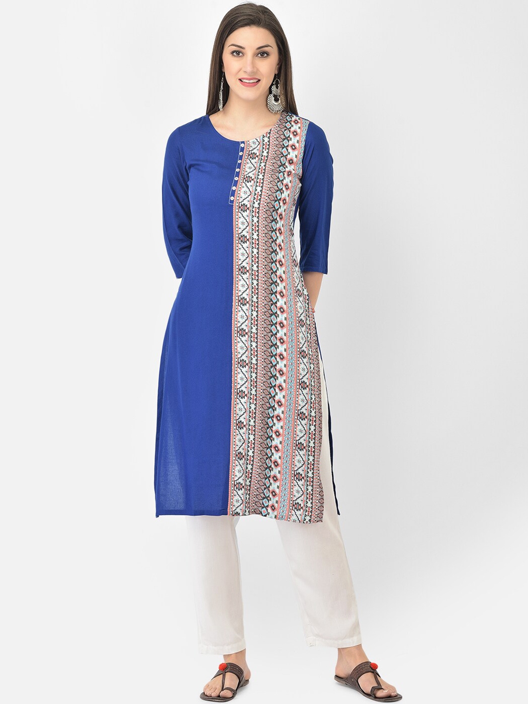 Buy Span Women Blue Ethnic Motifs Printed Kurta Kurtas For Women 17609766 Myntra 2922