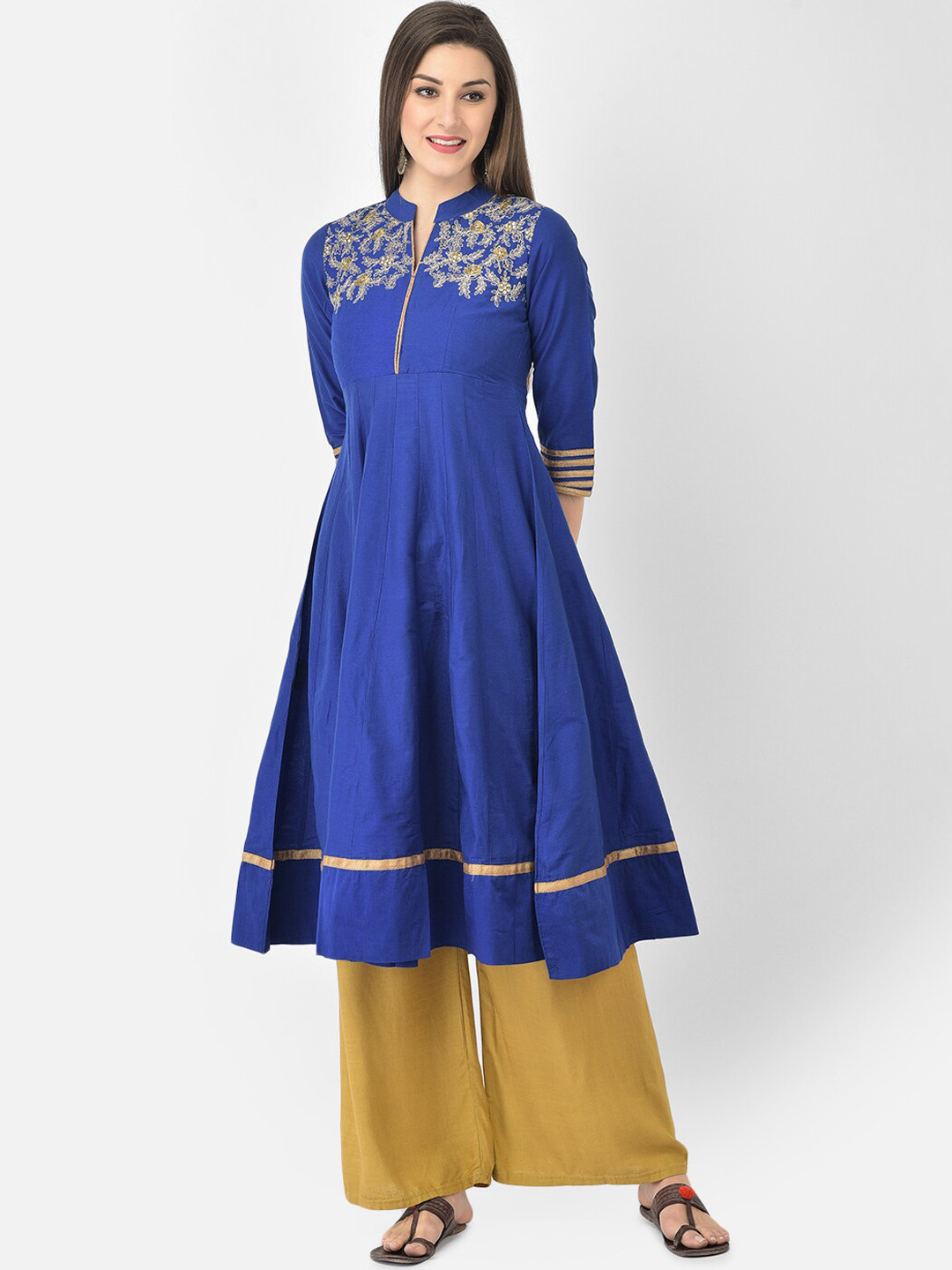 Women Blue Ethnic Motifs Printed Anarkali Kurta