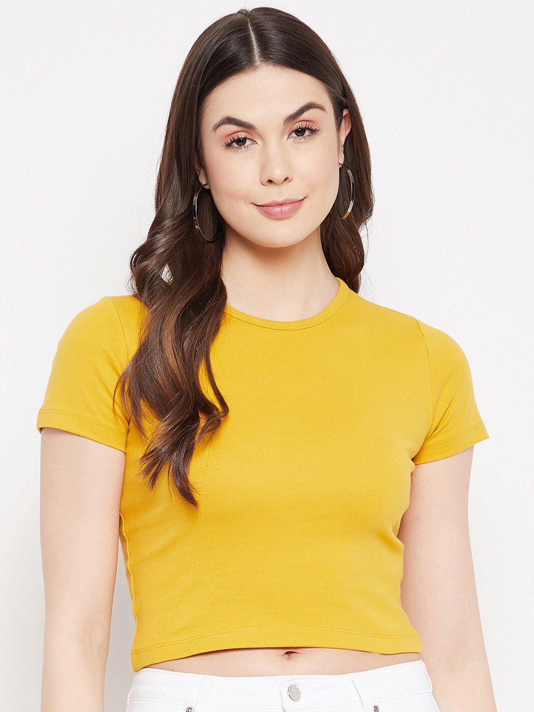 Buy Madame Mustard Yellow Crop Top Tops for Women 17613990 Myntra