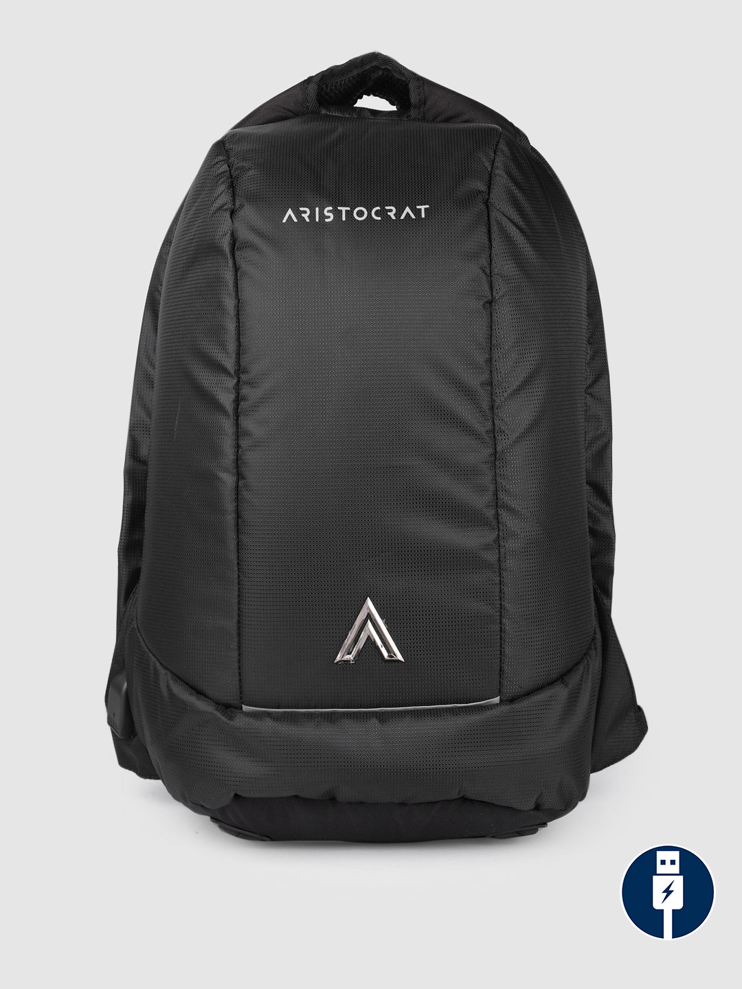 Buy Aristocrat Unisex Black Solid Laptop Backpack With USB Charging