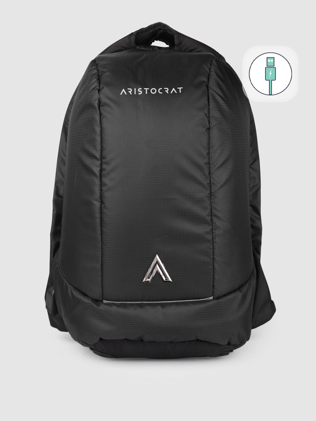 Buy Aristocrat Unisex Black Solid Laptop Backpack With USB Charging