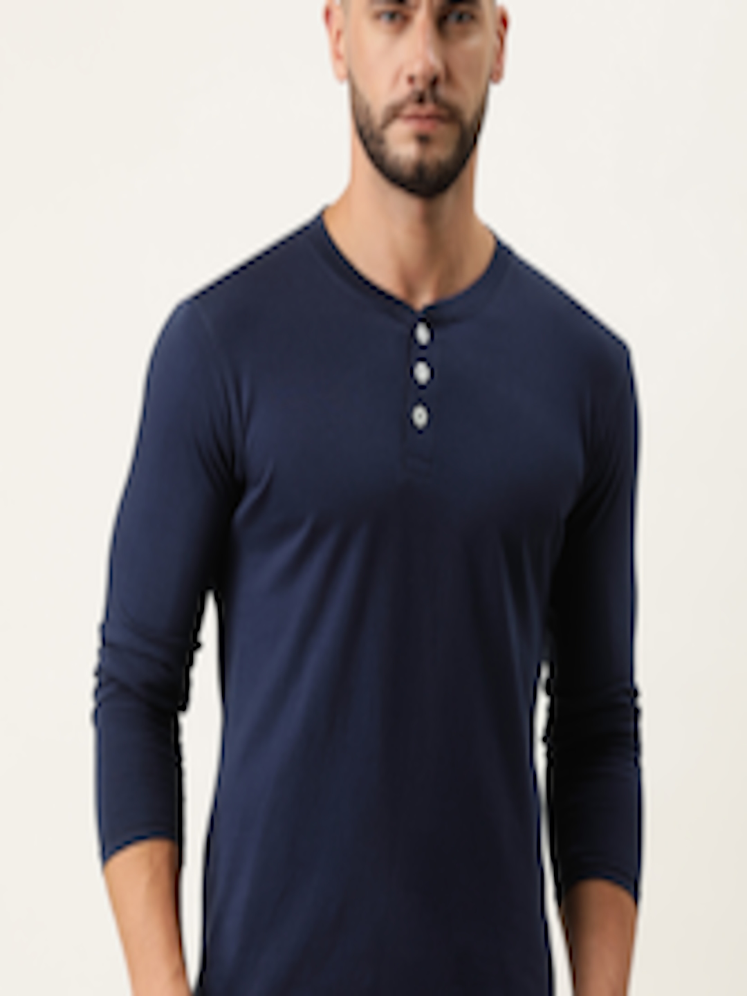 Buy ARISE Men Navy Blue Henley Neck Bio Finish Cotton T Shirt - Tshirts ...