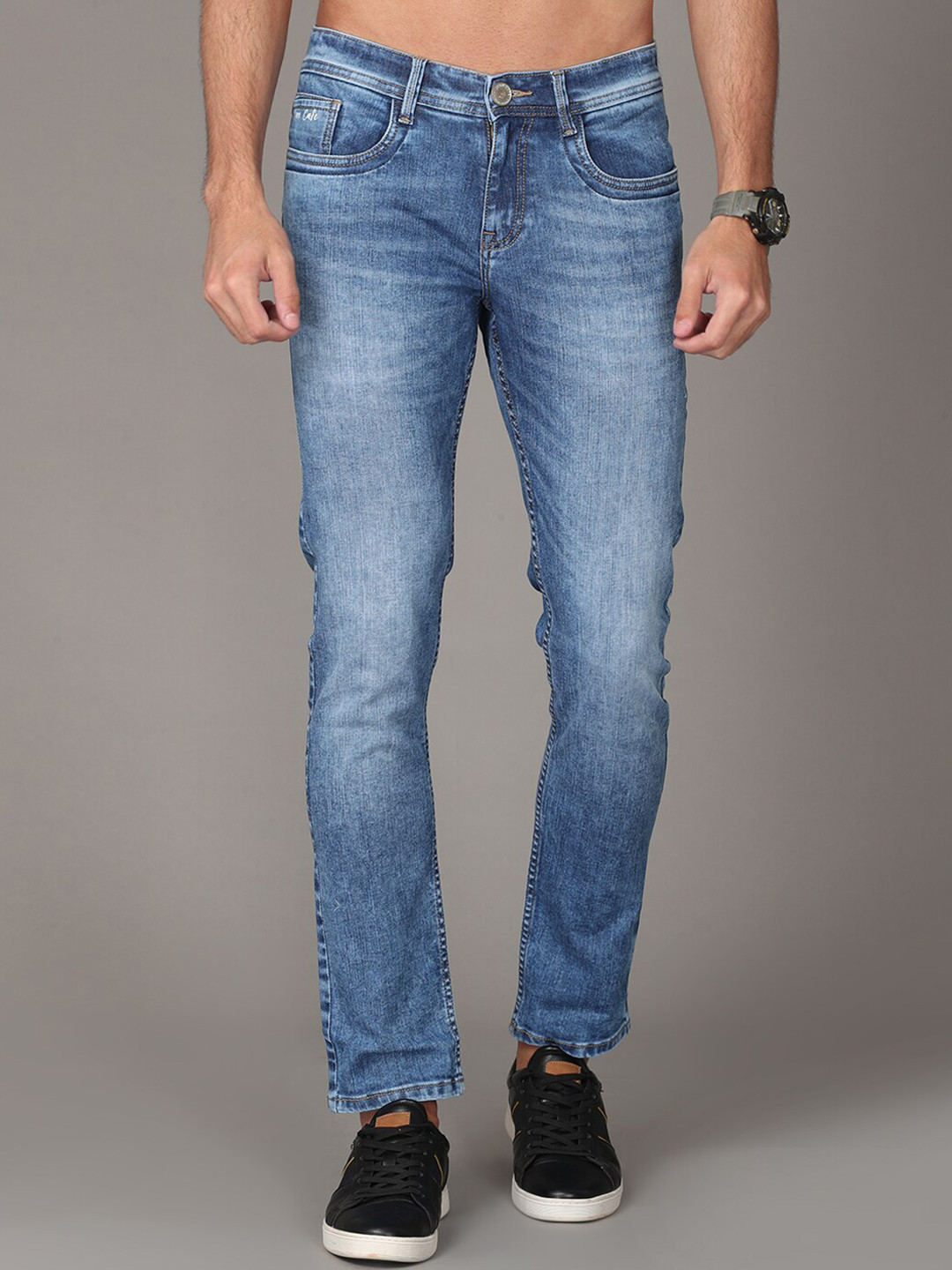 Buy Jean Cafe Men Blue Slim Fit Heavy Fade Organic Cotton Jeans Jeans