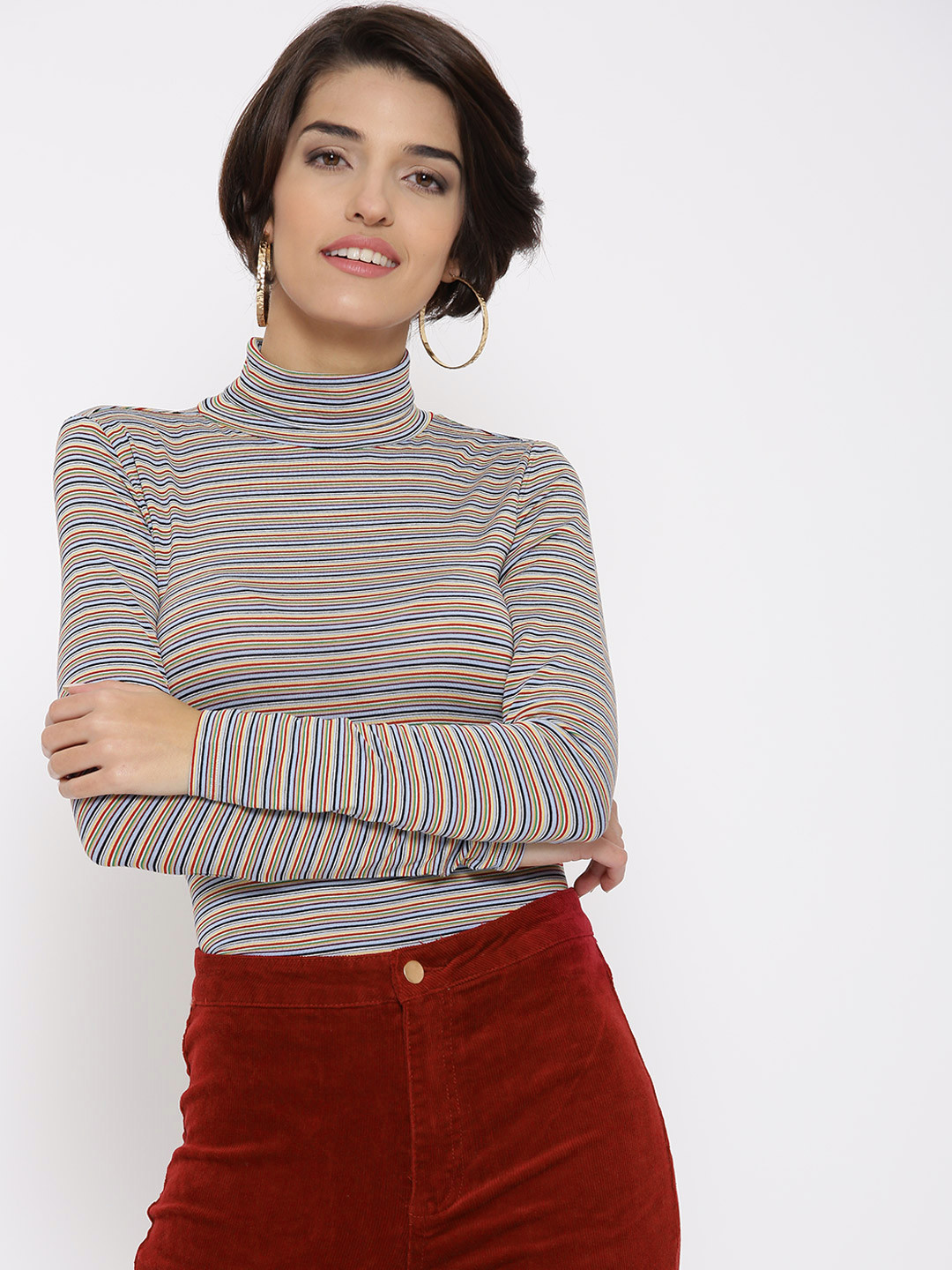 Buy FOREVER 21 Women Multicoloured Striped Top Tops for Women 1762378