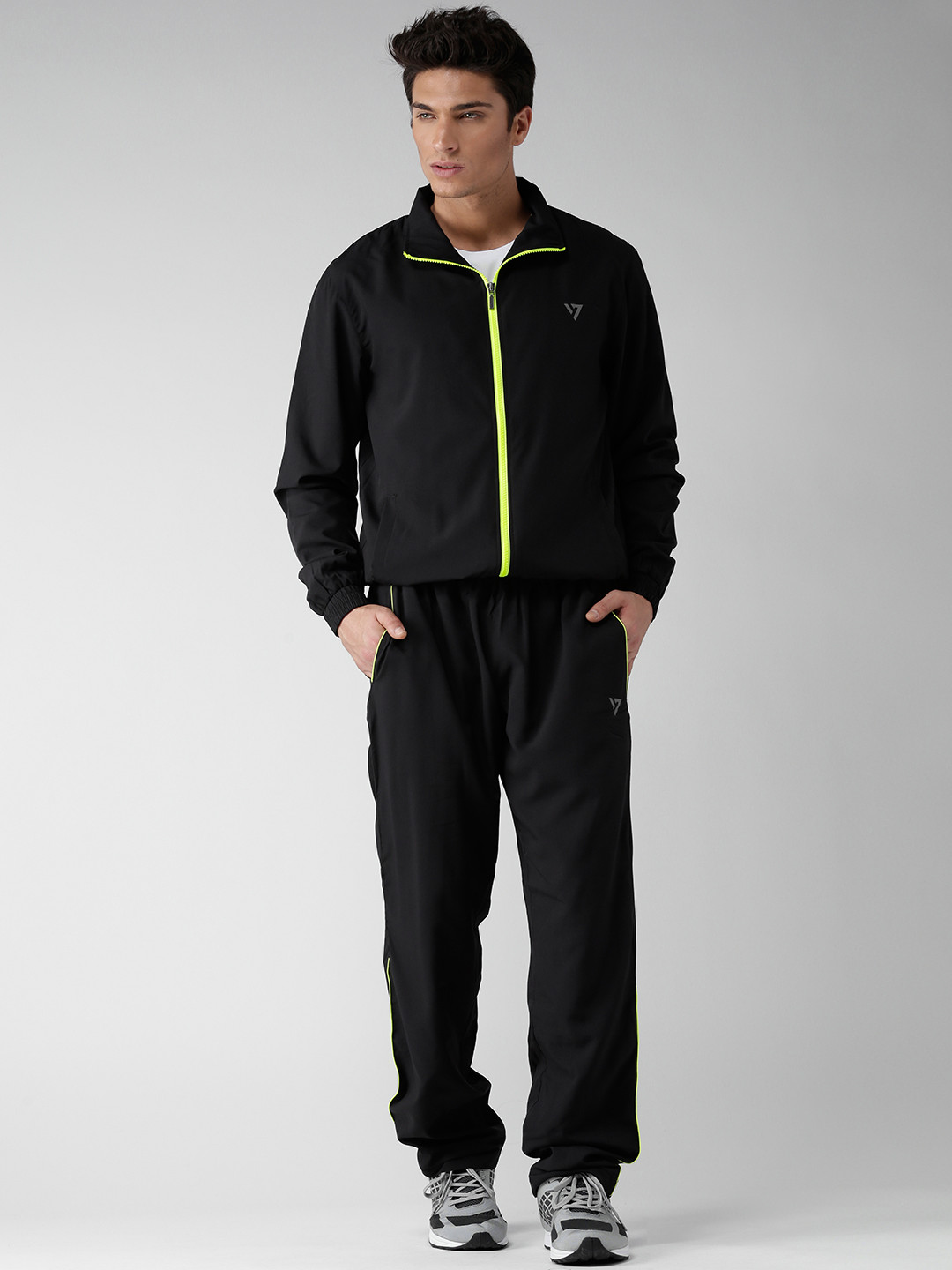 Buy SEVEN By MS Dhoni Black Running Tracksuit Tracksuits for Men