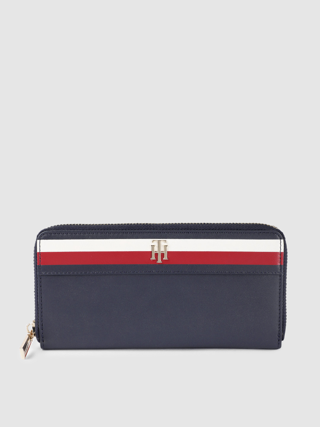 Buy Tommy Hilfiger Women Navy Blue Leather Zip Around Wallet Wallets