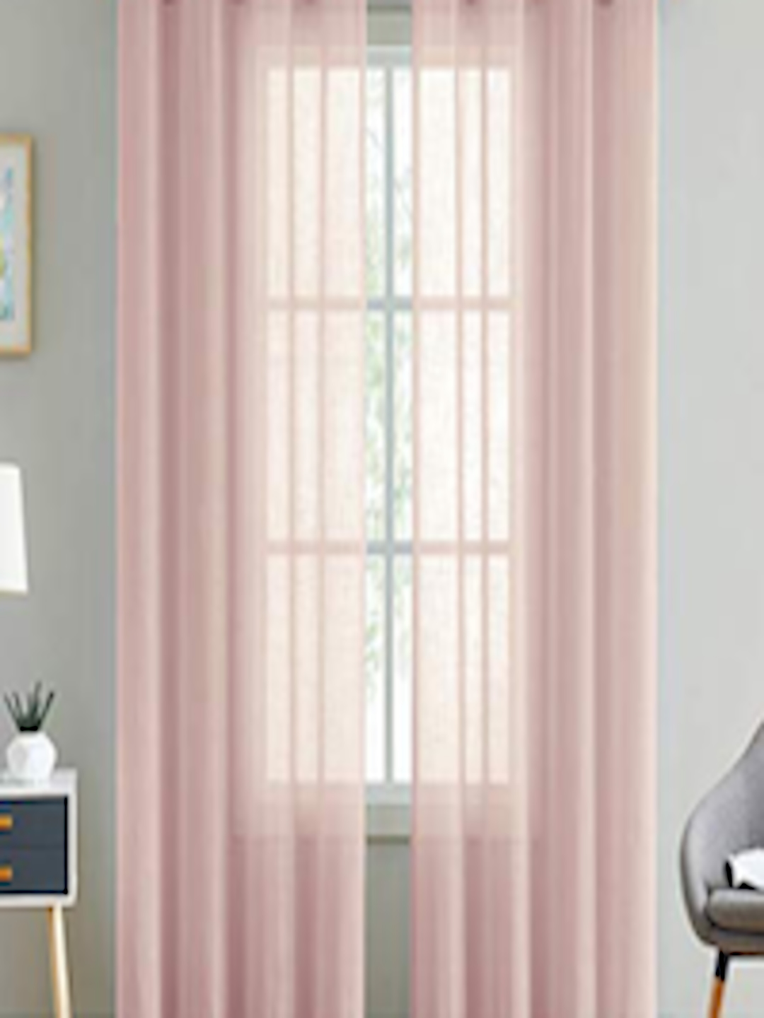 Buy LINENWALAS Happy Sleeping Pink Set Of 2 Sheer Door Curtain -  - Home for Unisex