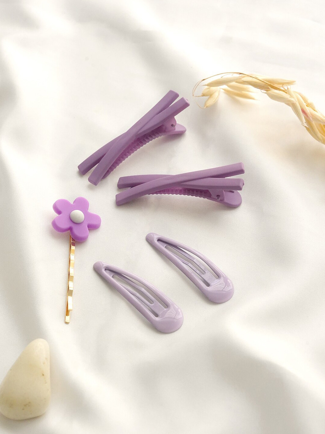 Buy BEWITCHED Women Purple & Lavender Hair Clip Set Of 3 Hair