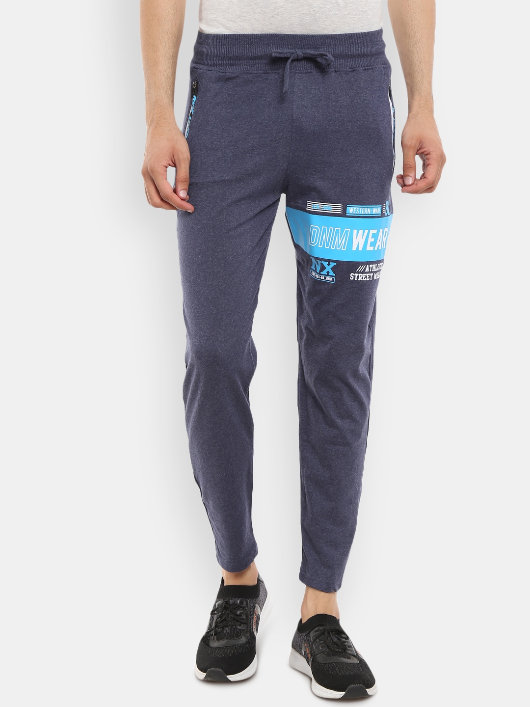 Buy V Mart Men Navy Blue Printed Cotton Track Pants Track Pants for