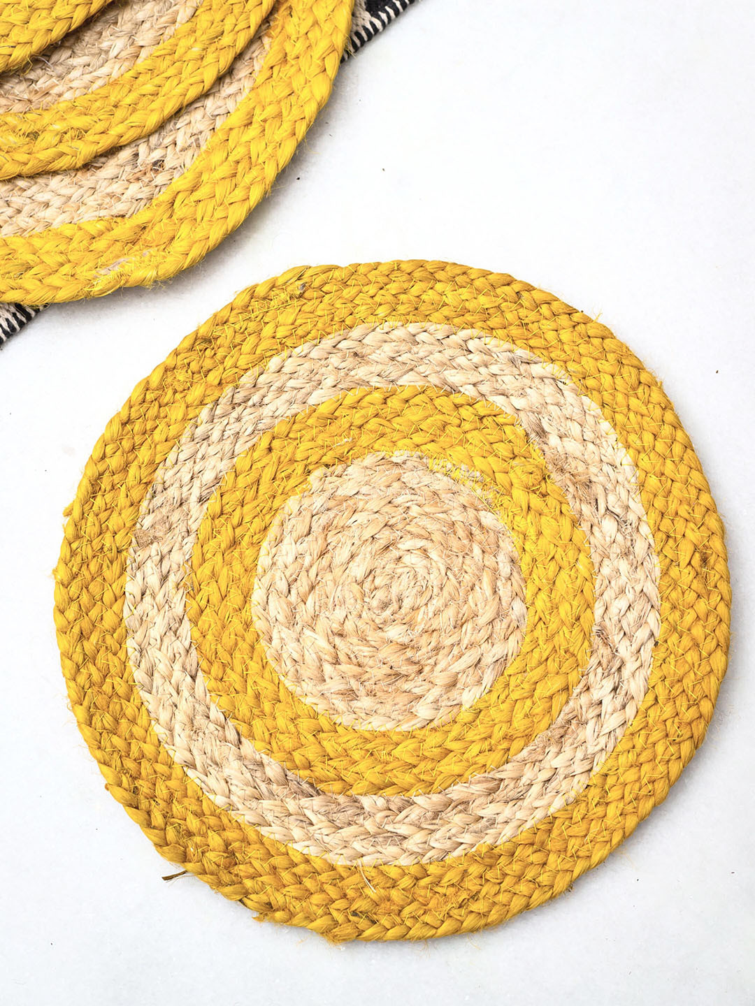 Buy JASMEY HOMES Yellow Set Of 2 Circular Jute Table Placemats Table