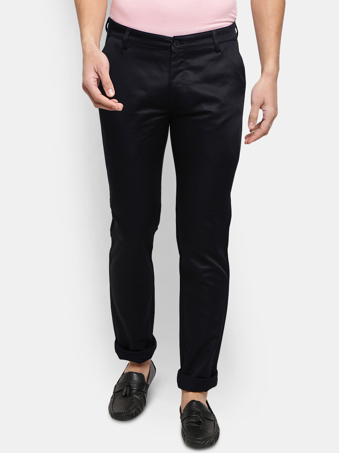 Buy V Mart Men Navy Blue Slim Fit Easy Wash Chinos Trousers - Trousers ...