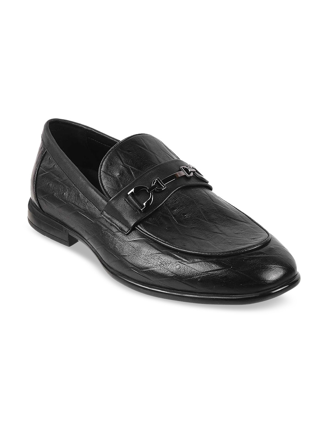 Buy DAVINCHI Men Black Solid Leather Formal Loafers Formal Shoes for