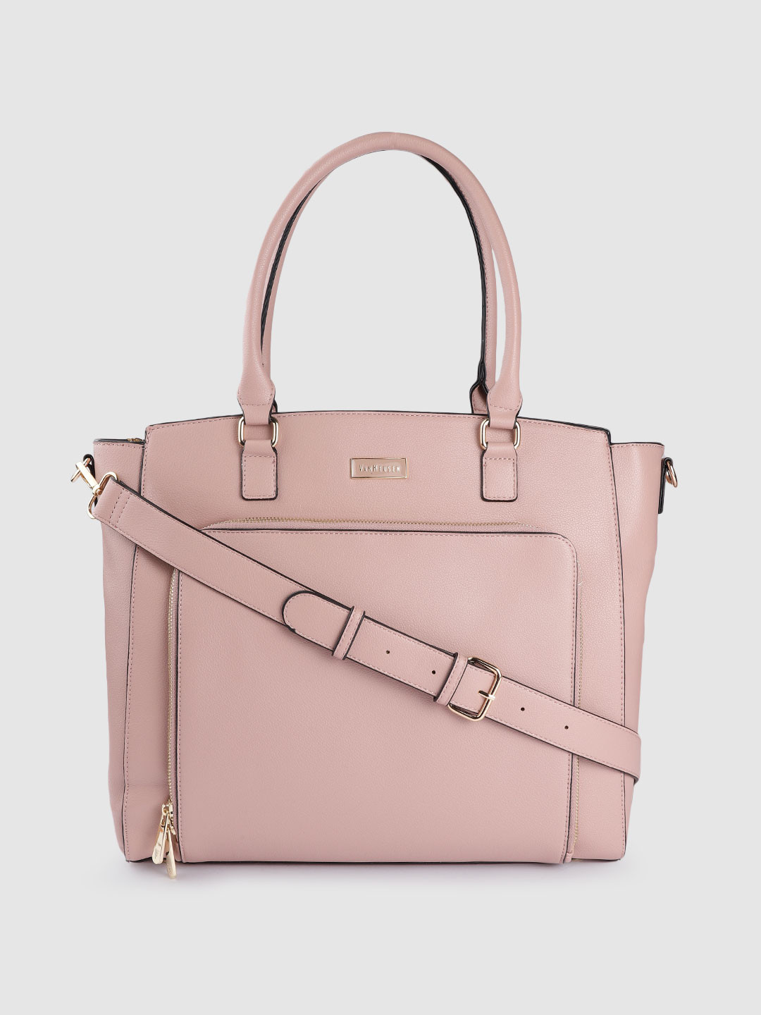 Buy Van Heusen Women Pink Solid Structured Handheld Bag With Laptop