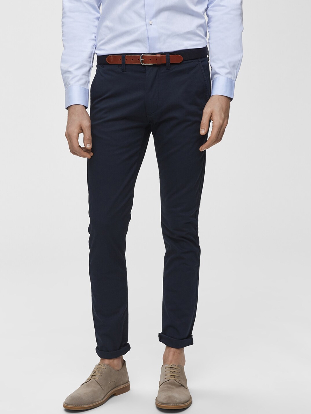 Buy SELECTED Men Blue Slim Fit Trousers Trousers for Men 17644152