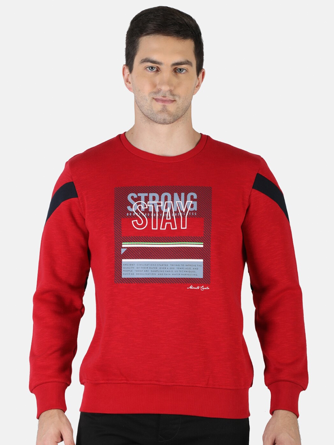 Buy Monte Carlo Men Red & Blue Printed Sweatshirt Sweatshirts for Men