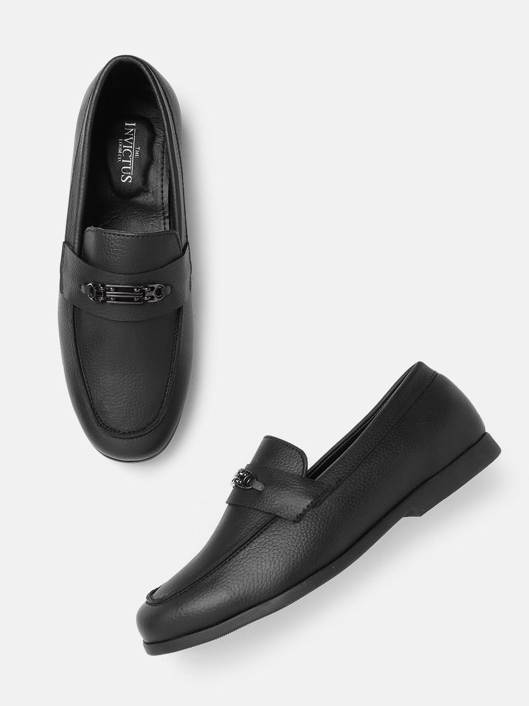 Buy INVICTUS Men Black Solid Formal Slip Ons With Buckle Detail Formal Shoes for Men 17648174