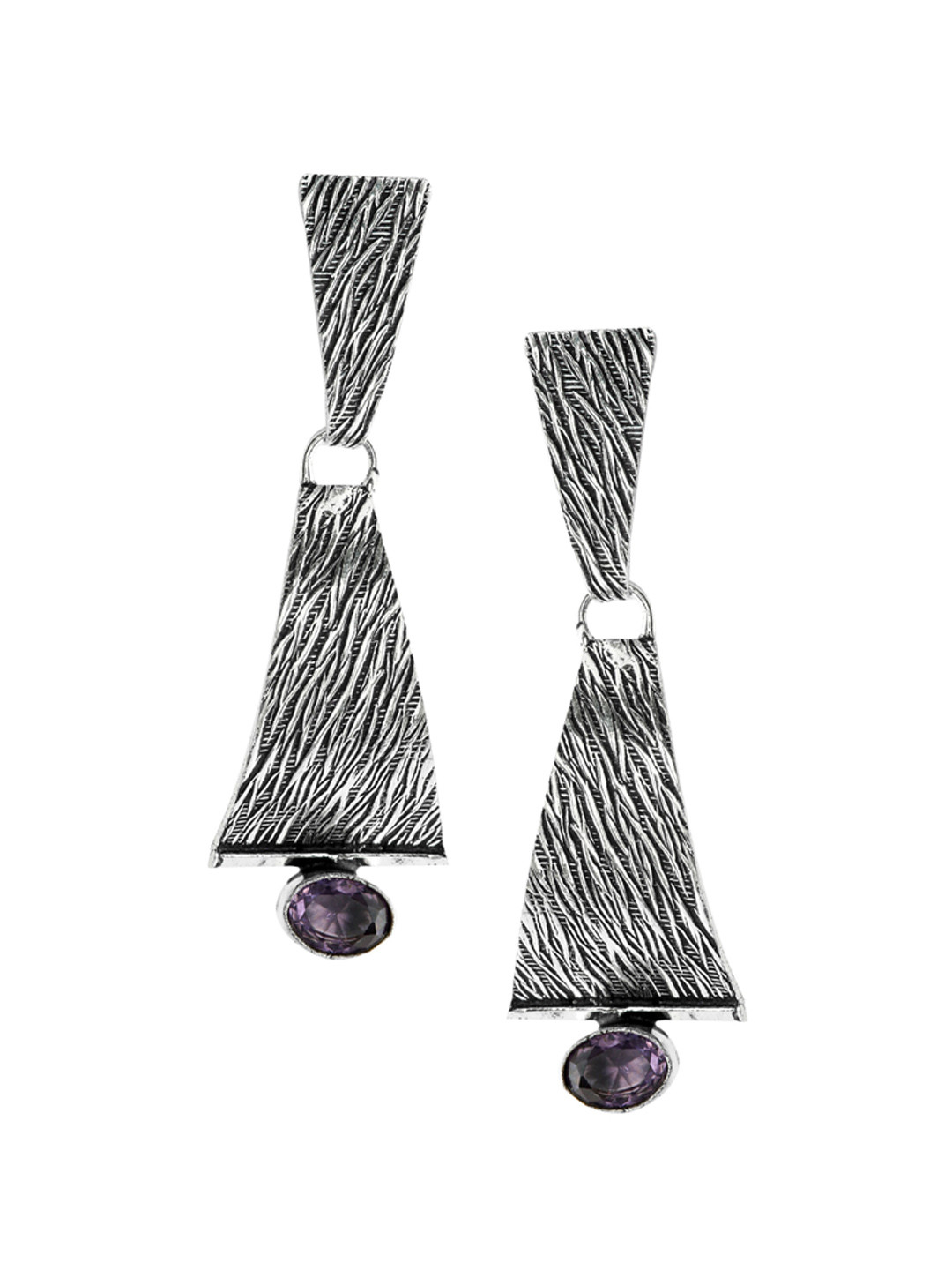 Buy EL REGALO Silver Plated & Purple Geometric Drop Earrings Earrings