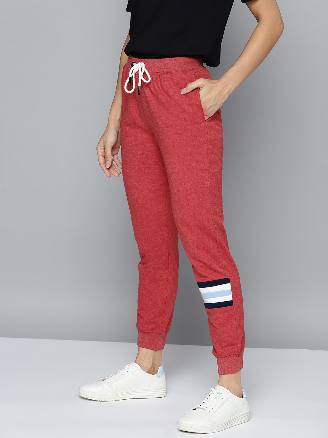 Buy Mast & Harbour Women Red Solid Joggers Track Pants for Women