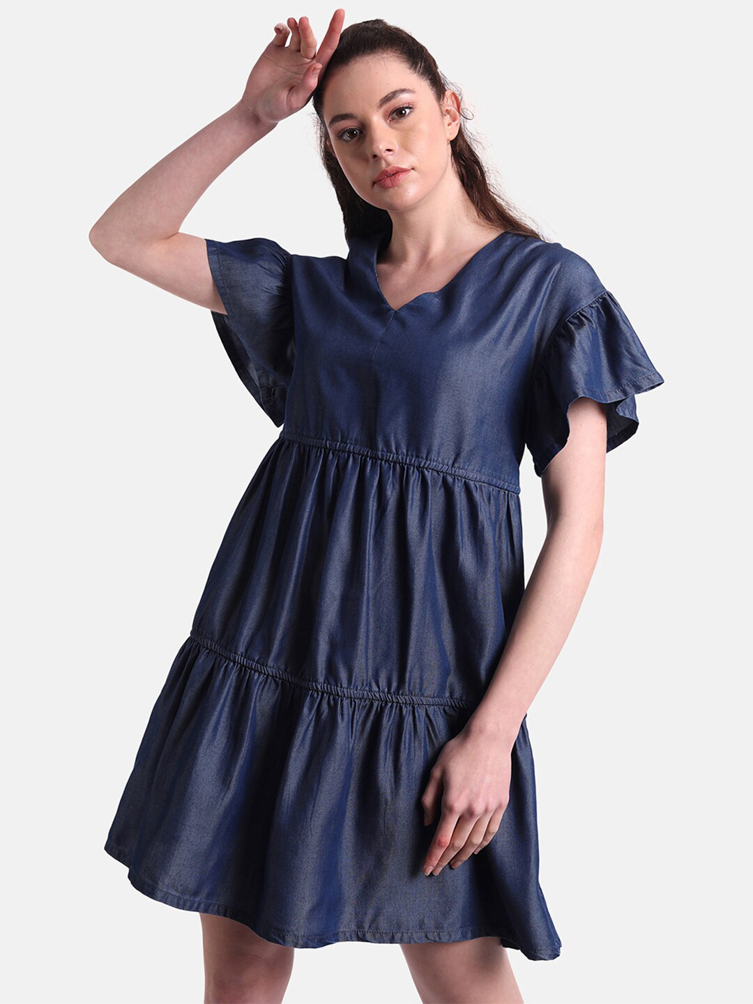 Buy United Colors Of Benetton Women Navy Blue Tiered Dress - Dresses ...
