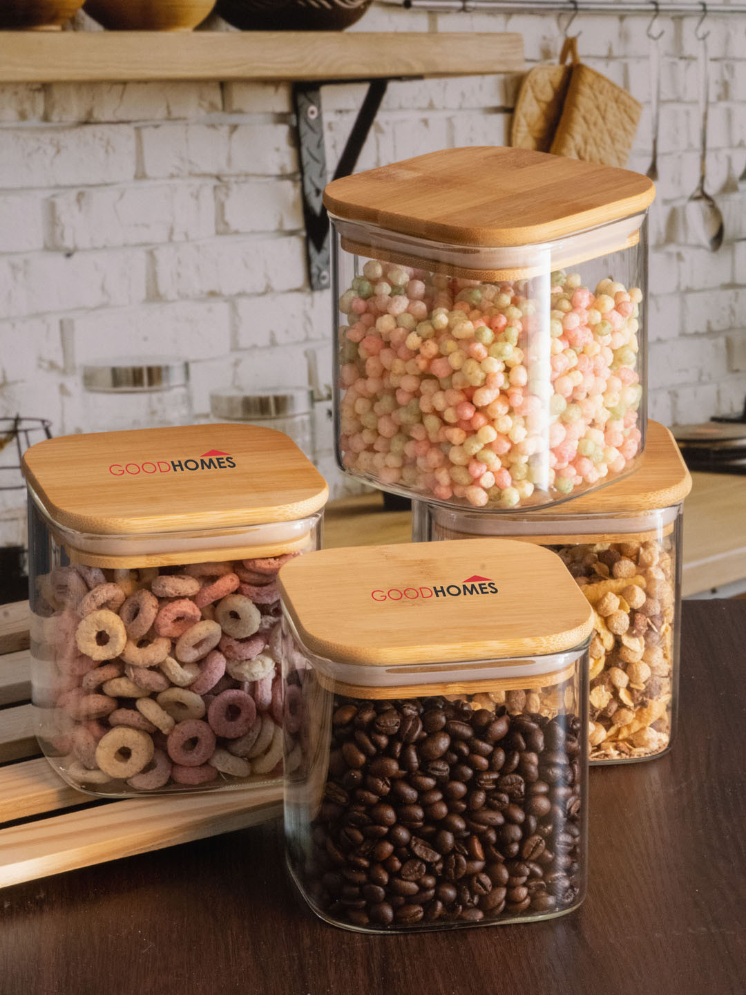 Buy GOODHOMES Set Of 2 Transparent & Brown Solid Storage Containers