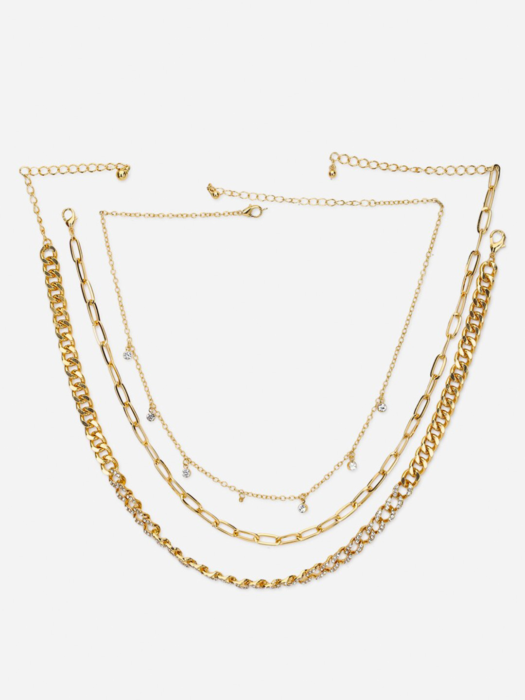 Buy FOREVER 21 Set Of 3 Gold Toned Chain Necklace And Chains for