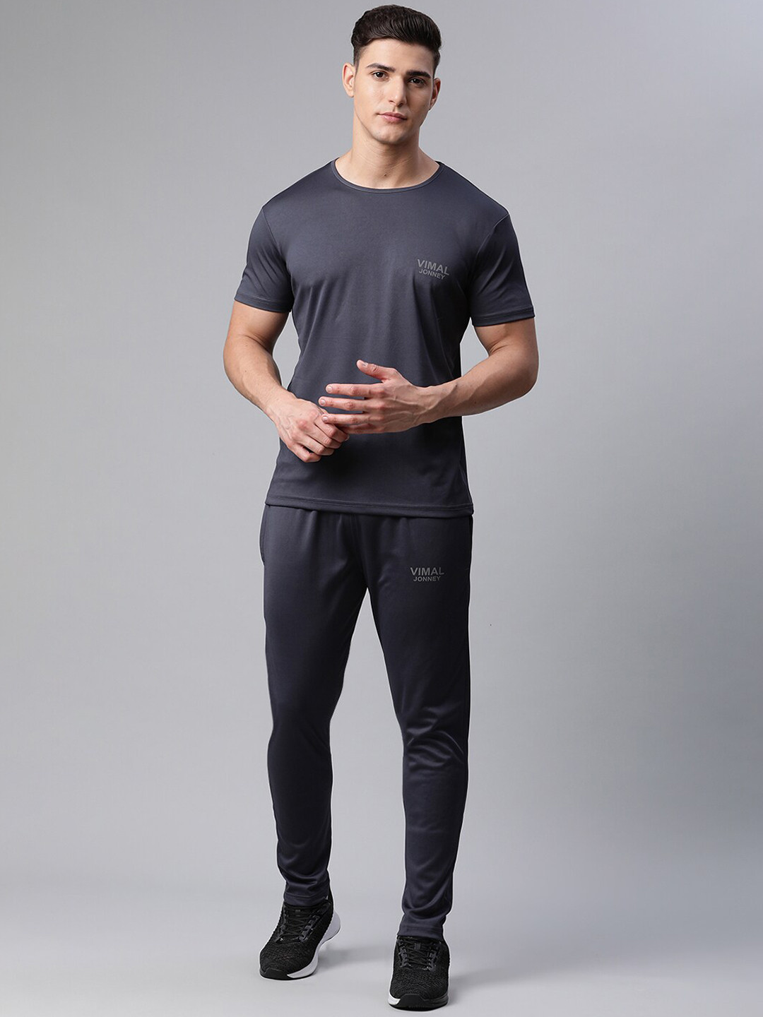 Buy VIMAL JONNEY Men Charcoal Grey Solid Track Suit Tracksuits for