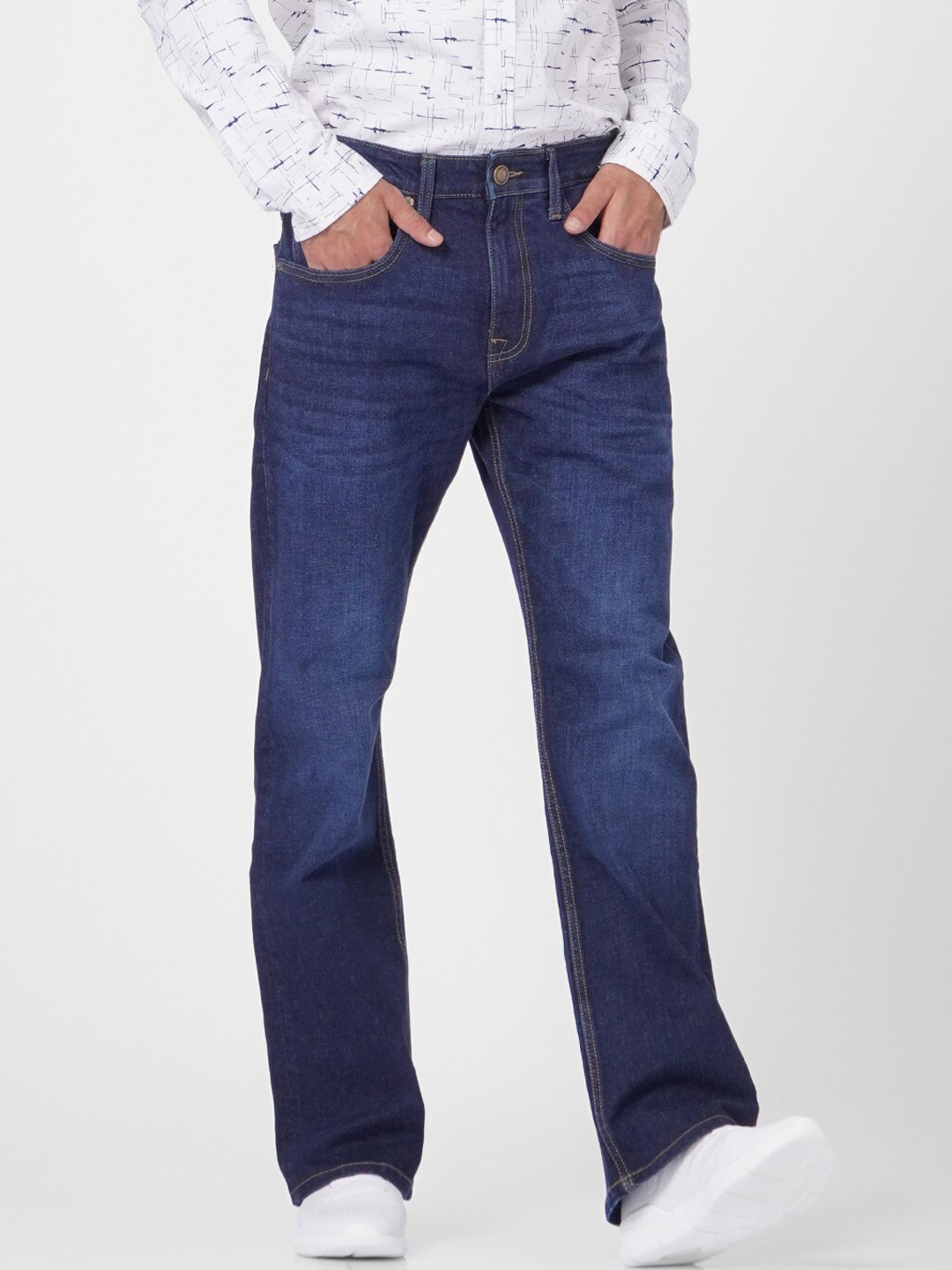 Buy Jack & Jones Men Navy Blue Bootcut Light Fade Jeans Jeans for Men