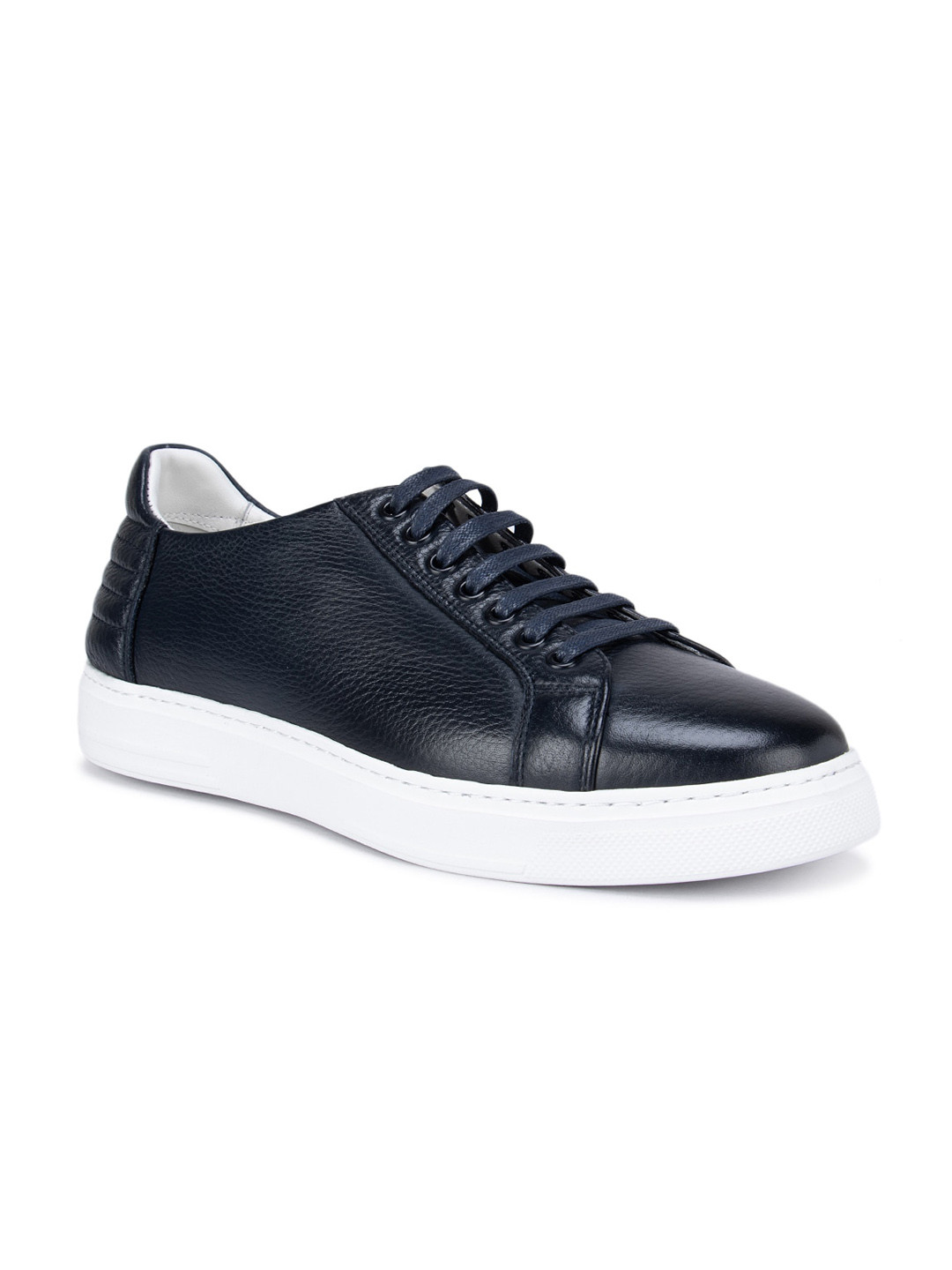navy blue leather flat shoes