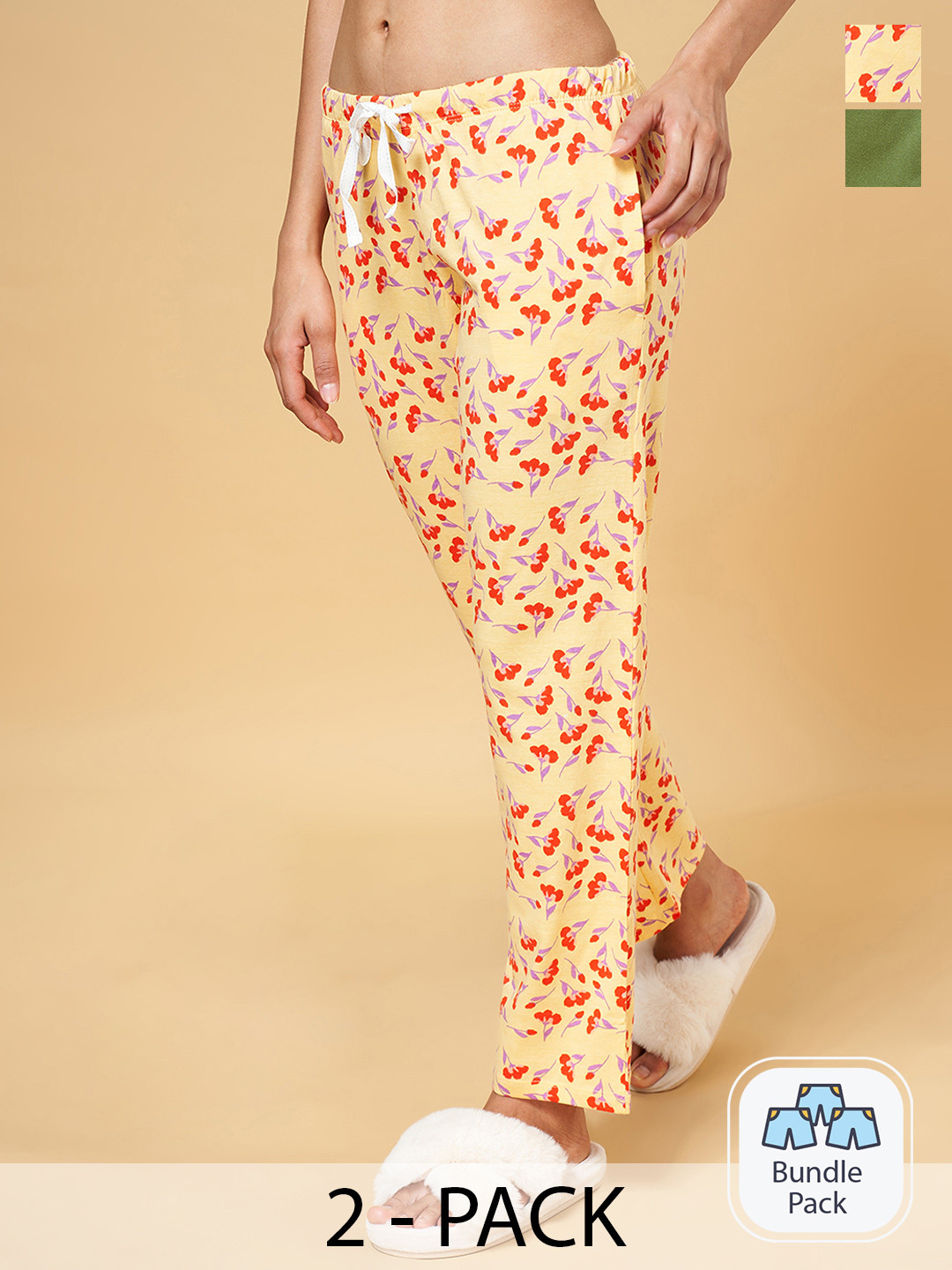 Buy Dreamz By Pantaloons Women Set Of 2 Yellow & Green Printed Cotton