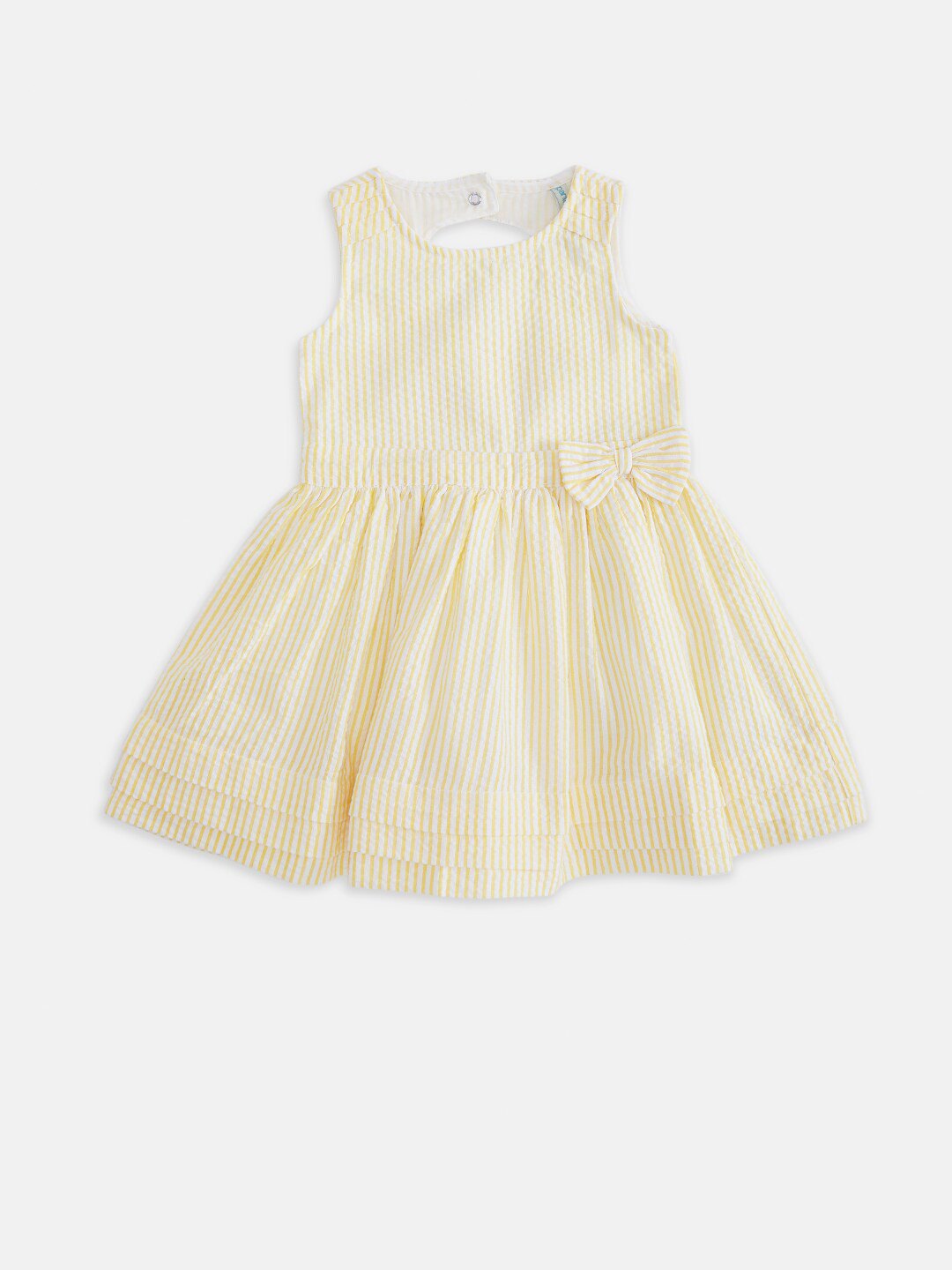 Buy Pantaloons Baby Yellow & White Striped Dress Dresses for Girls