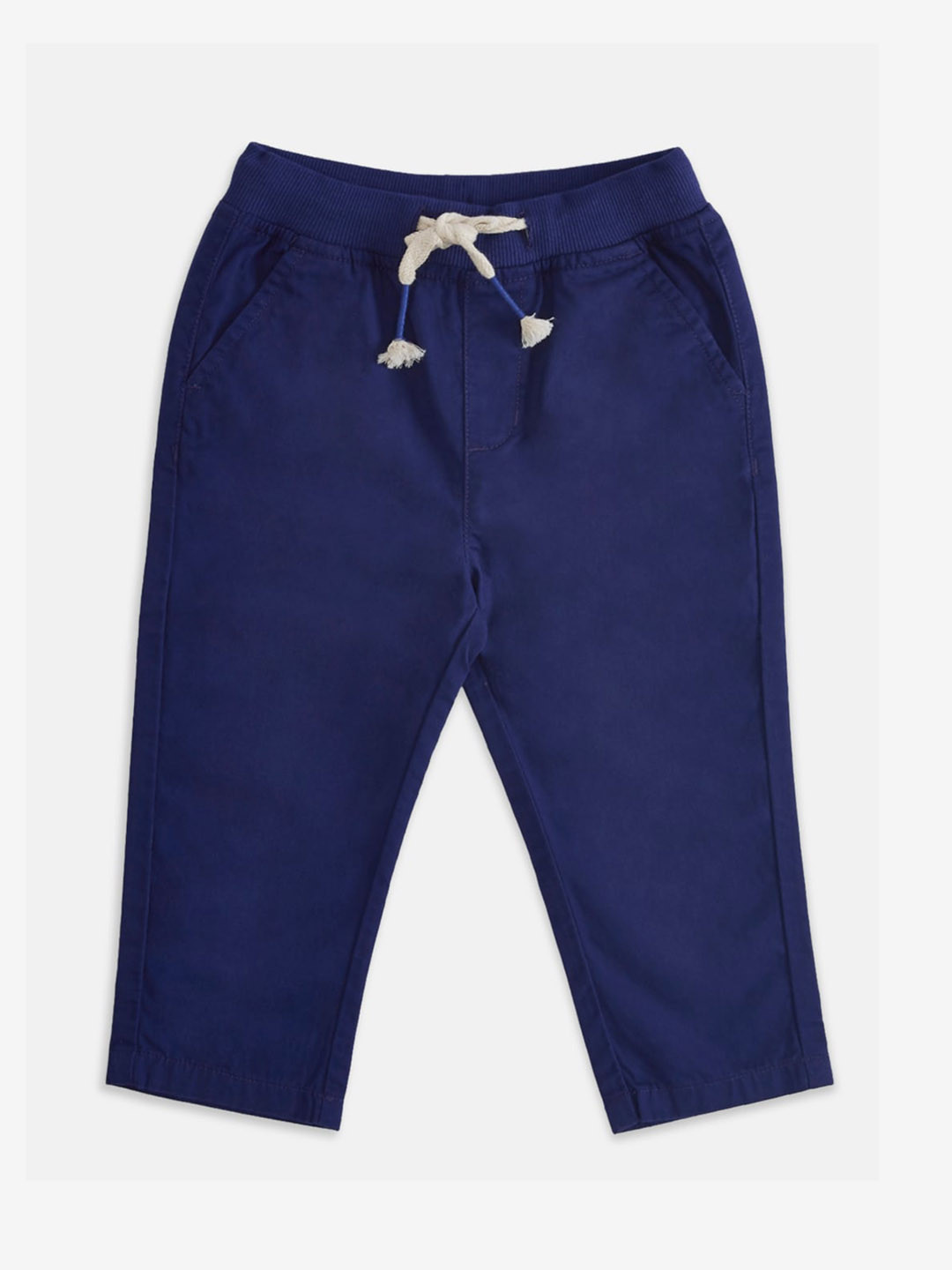 Buy Pantaloons Baby Boys Navy Blue Solid Cotton Trousers Trousers for