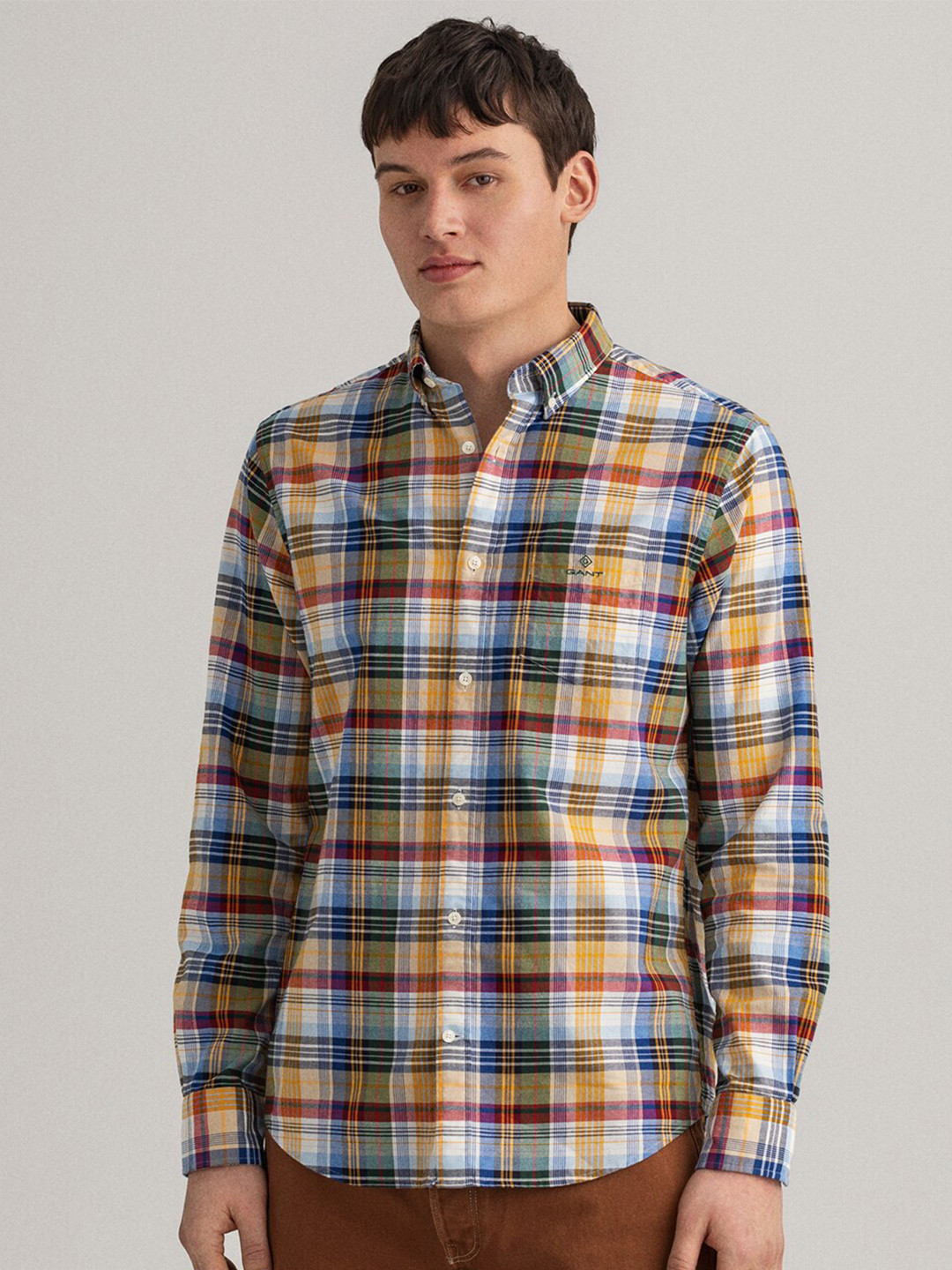 Gant Men Green Checks Collar Shirt