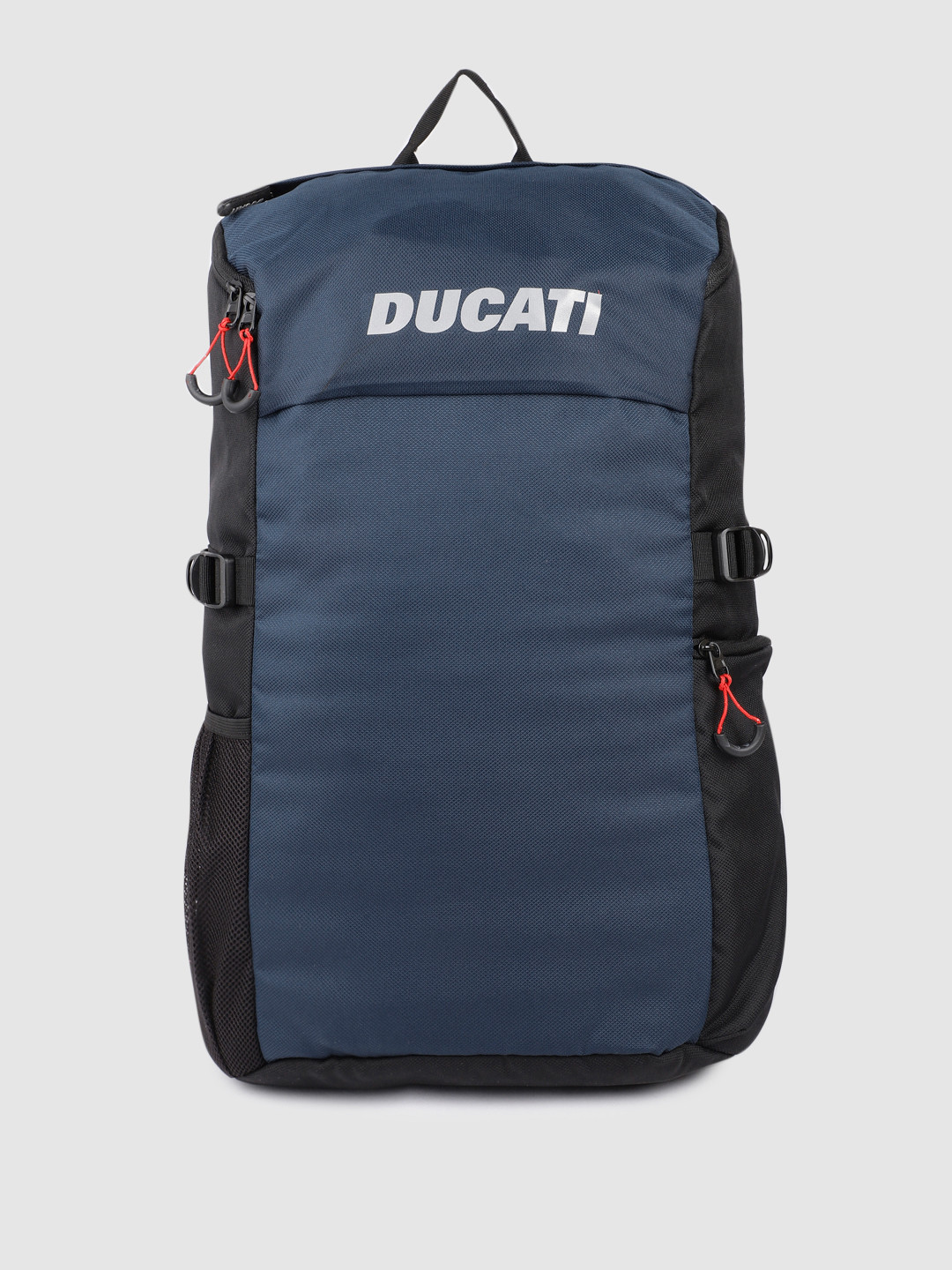 Buy Ducati Unisex Black & Navy Blue Backpack With Compression Straps Backpacks for Unisex