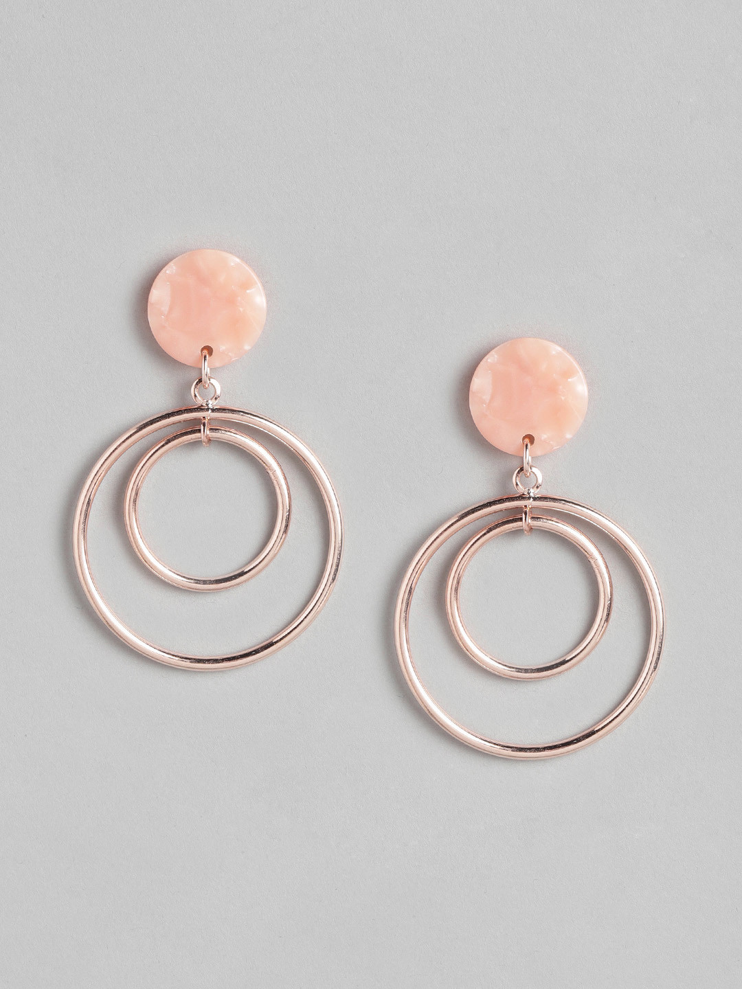 Rose Gold-Plated Stone Studded Handcrafted Teardrop Shaped Drop Earrings