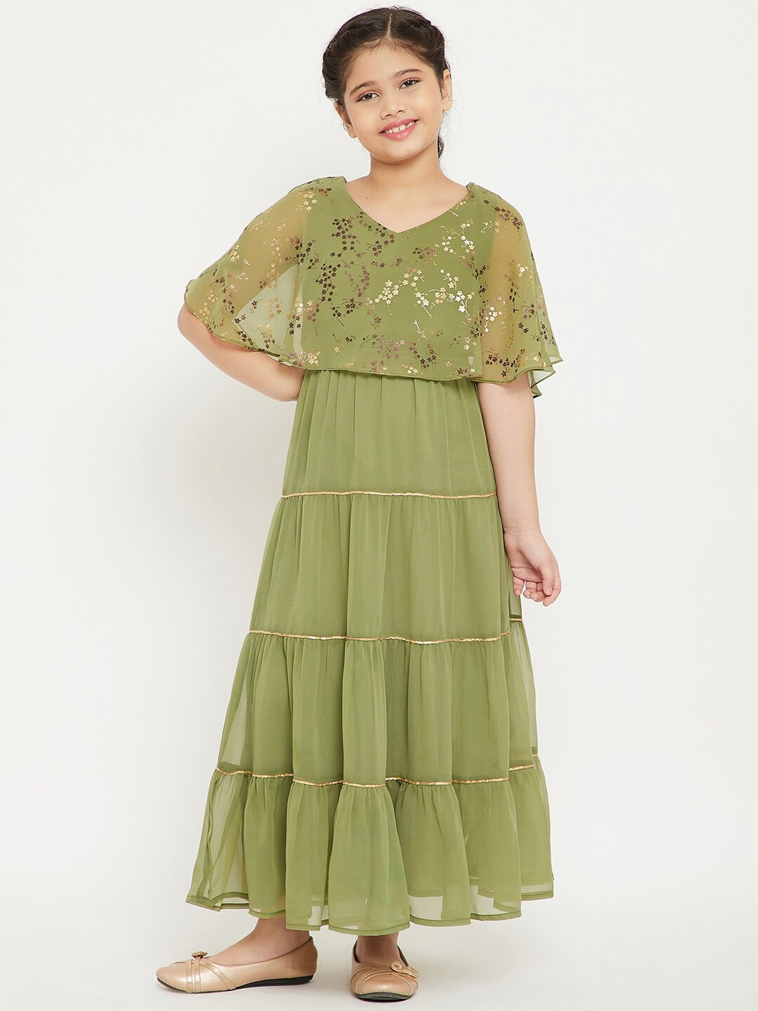 Buy Stylo Bug Green Georgette Maxi Dress - Dresses for Girls 17672450