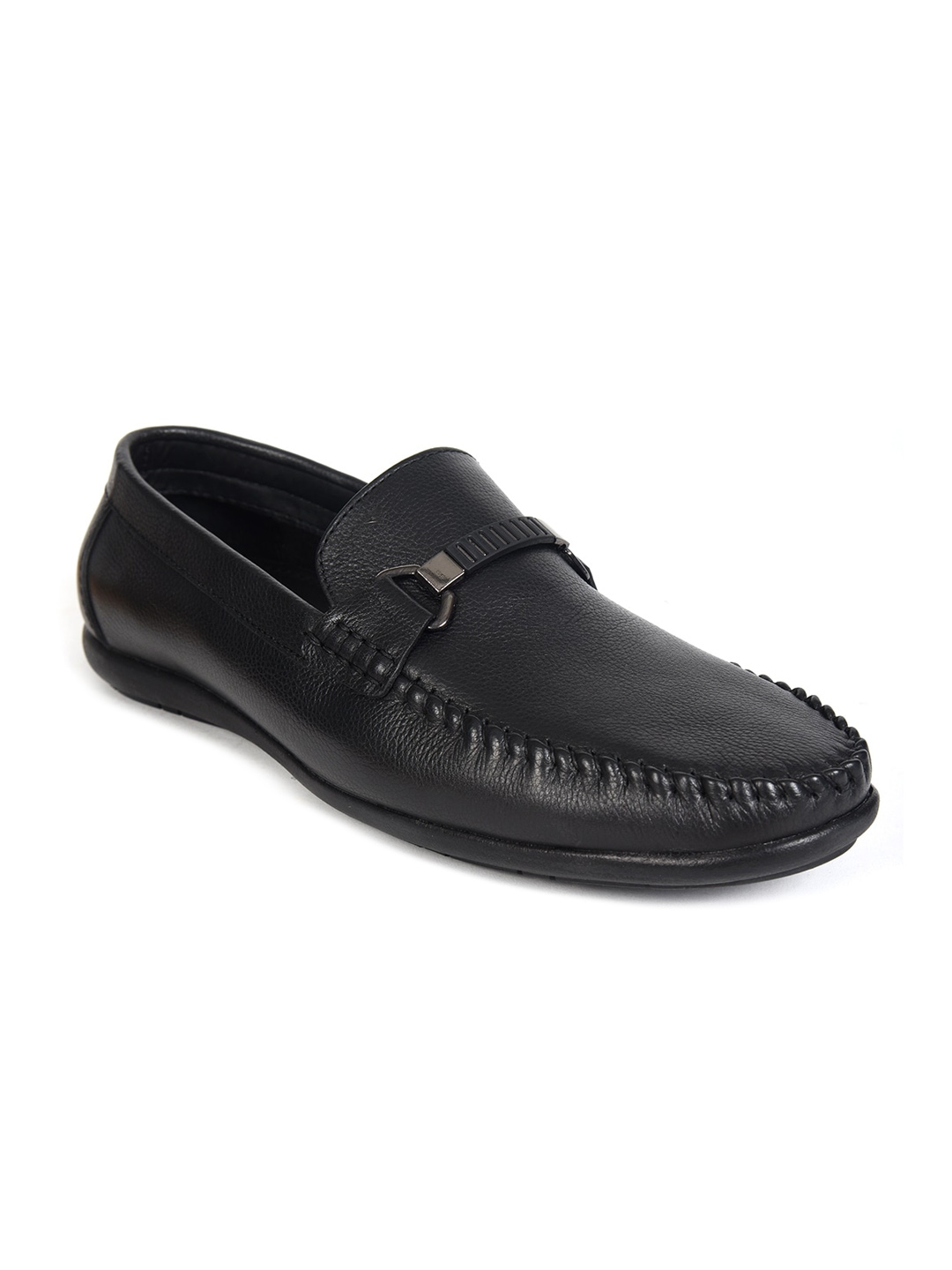 Buy IMPAKTO Men Black Solid Leather Formal Slip Ons - Formal Shoes for ...