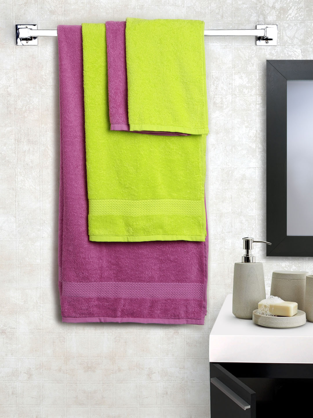 Buy Trident Splash Set Of 4 Cotton 425 GSM Towels Towel Set for